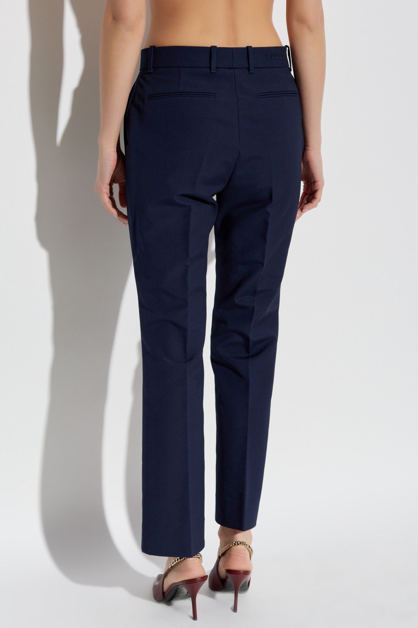 Gucci o1la5ras0526 Cotton Pants With Embroidery in Navy Blue Size 26" / US 2 / IT 38 - 4 Thumbnail