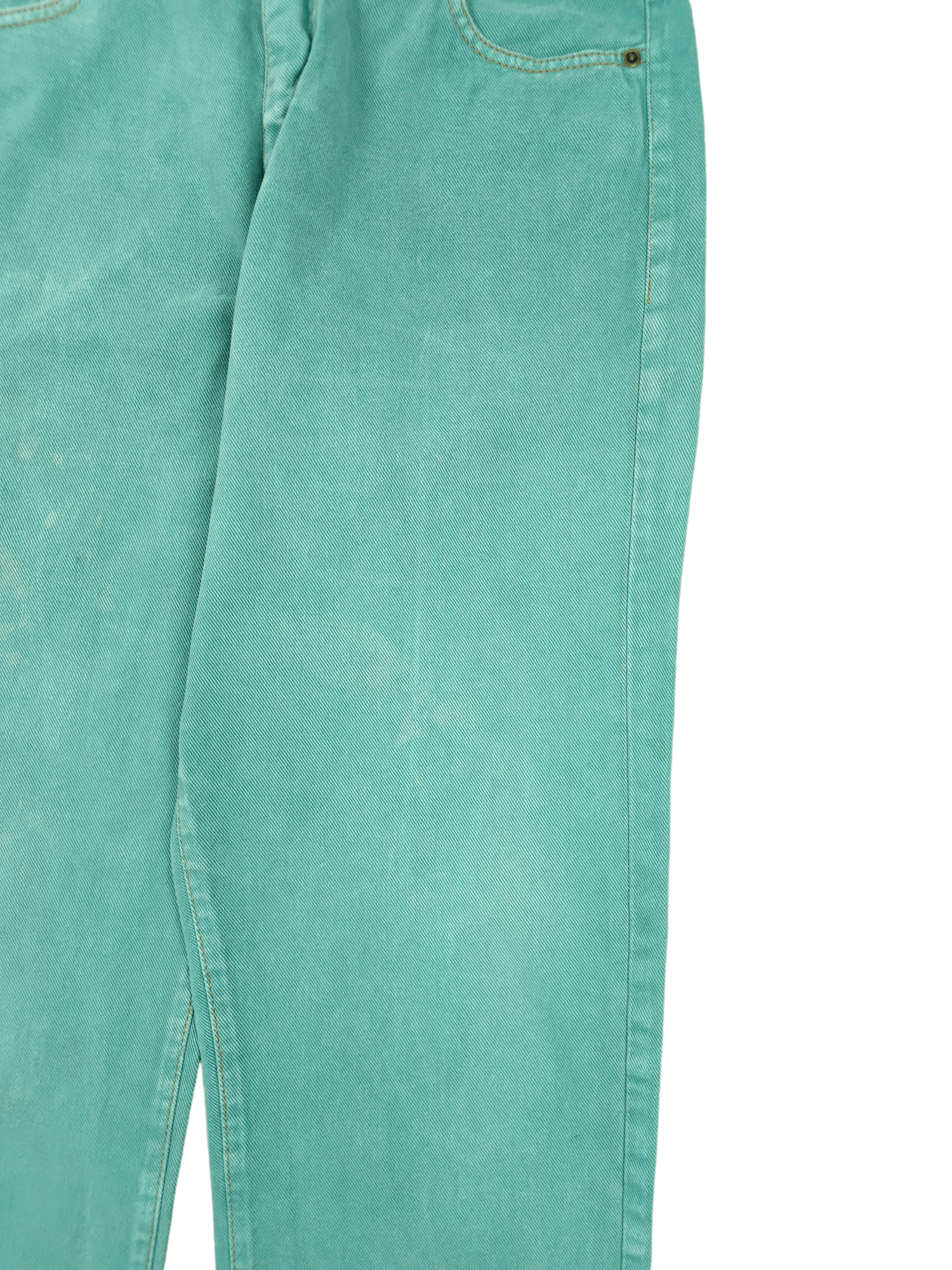 Japanese Brand × Vintage 💎 Size 33/30 Loose Straight Green Blue Denim Jeans Y2K Size US 33 - 8 Thumbnail