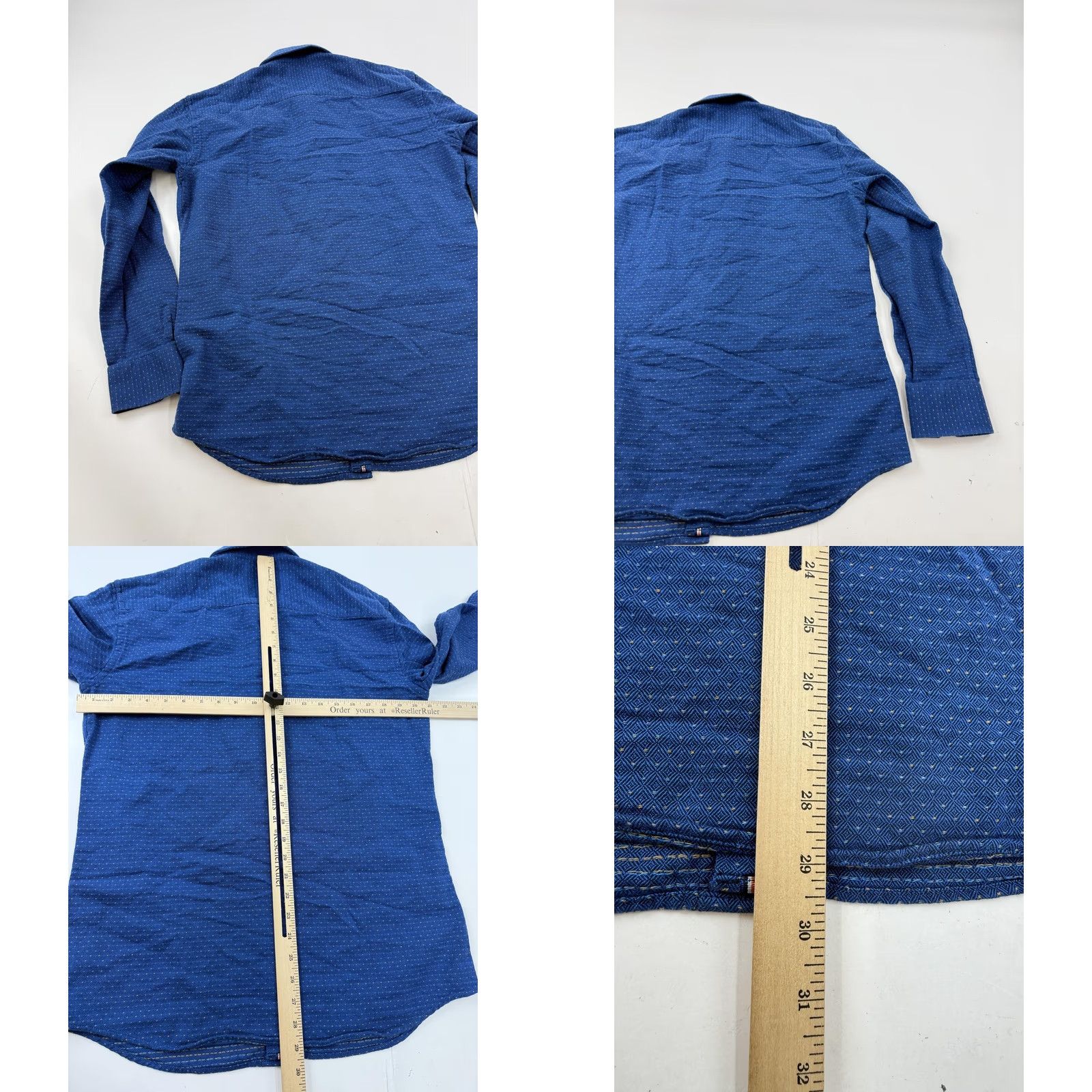 BUGATCHI Bugatchi Shirt Mens Large Blue Geometric Long Sleeve Button Front Shaped Fit Size US L / EU 52-54 / 3 - 8 Thumbnail