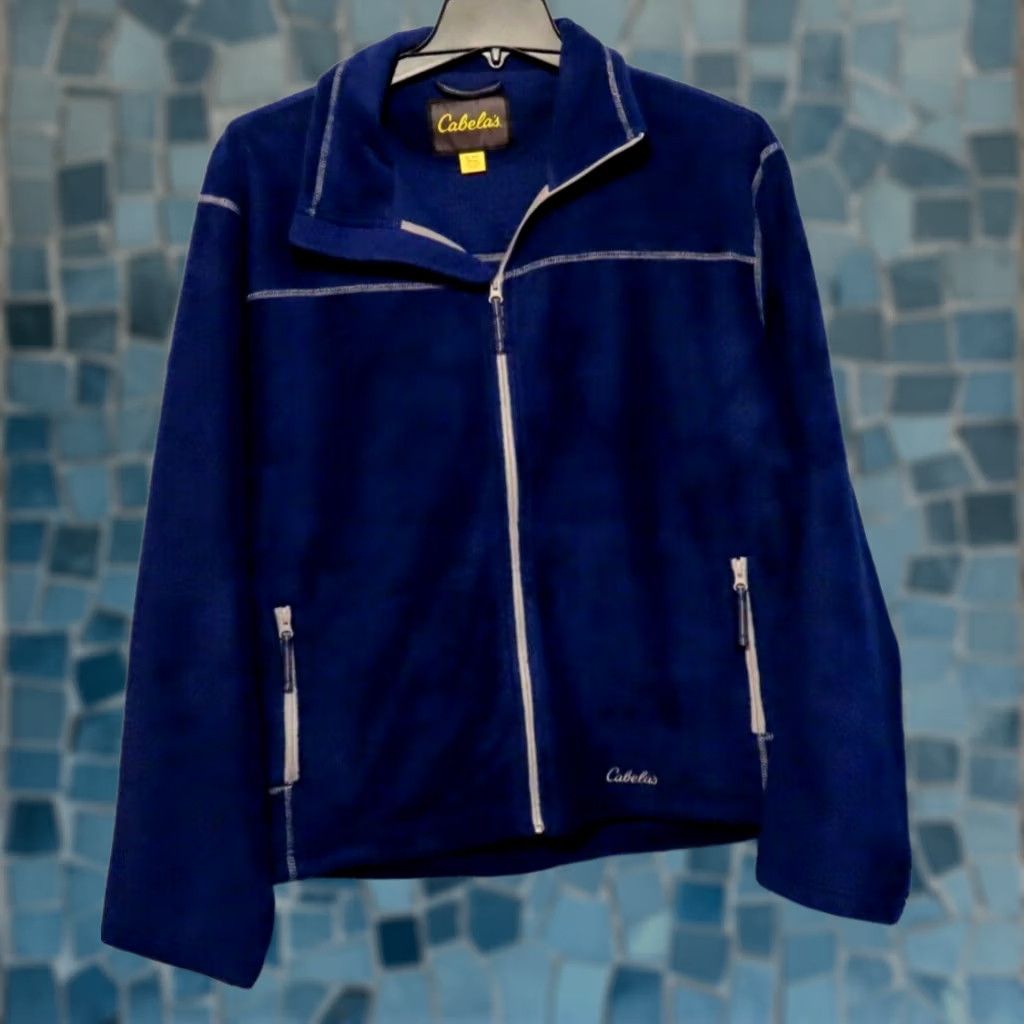 Vintage Cabela's Snake River Jacket XL Reg Mariner Blue Fleece Full Zip Pocket Windbreaker Outdoors Men Size US XL / EU 56 / 4 - 1 Thumbnail