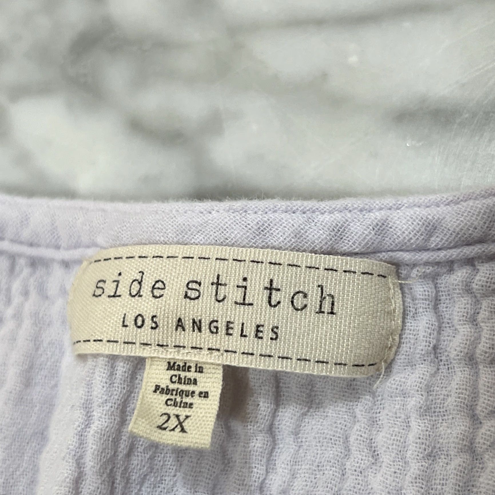 Vintage Side Stitch Dress 2X White Sleeveless Plush Crinkle Gauze Tiered A-Line Women Long Spring Summer Size XXL / US 16-18 / IT 52-54 - 4 Thumbnail