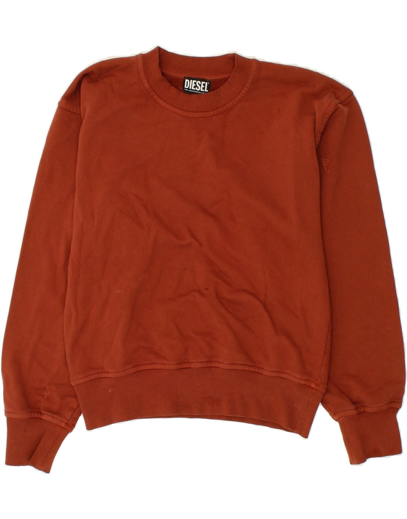 Diesel Womens Sweatshirt Jumper UK 6 XS Brown Cotton Size XS / US 0-2 / IT 36-38 - 1 Thumbnail