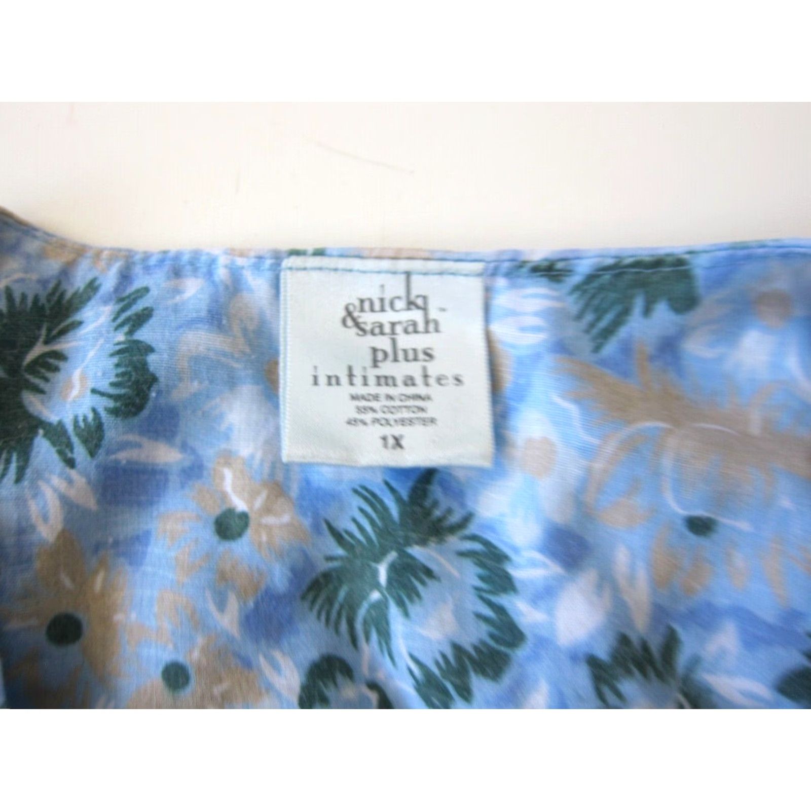 Vintage VINTAGE Nick & Sarah Cotton Blue Green Floral Button Down Pocket Maxi House Dress Plus 1X Size XL / US 12-14 / IT 48-50 - 4 Thumbnail