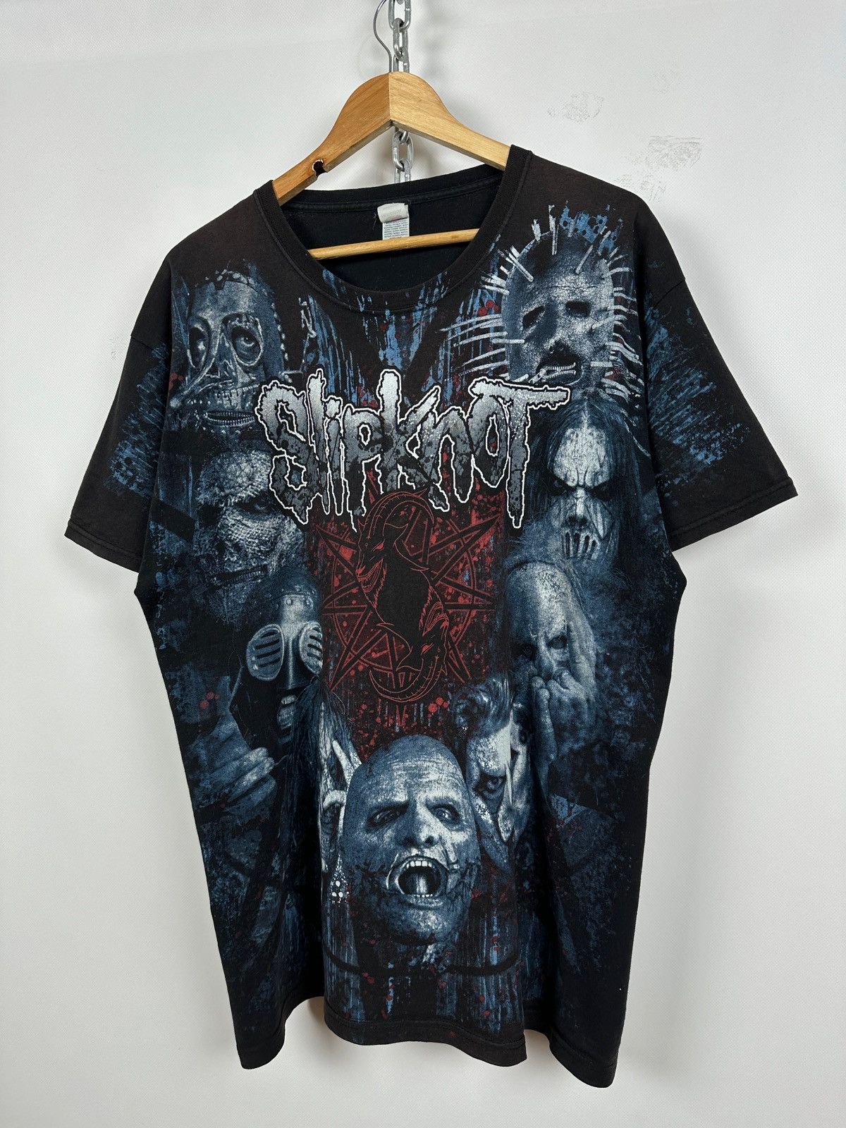 Band Tees Vintage Slipknot All Over Print Faded Black Band T-Shirt Size US XL / EU 56 / 4 - 3 Thumbnail