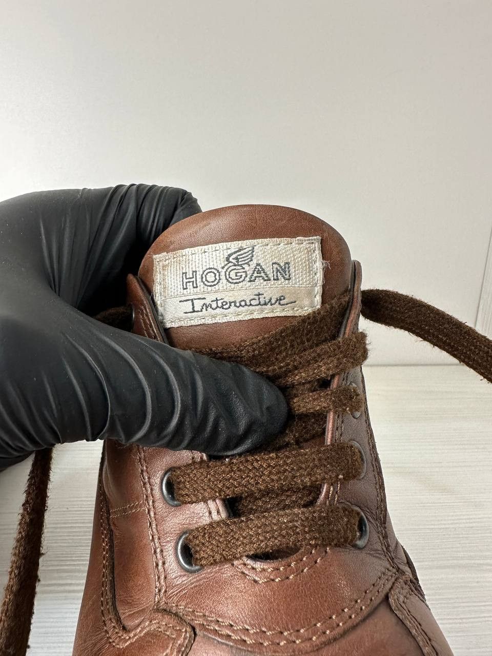 Hogan × Leather Hogan Interactive Leather Shoes Sneakers Italy Classic Brown Size US 5.5 / EU 38 - 9 Thumbnail
