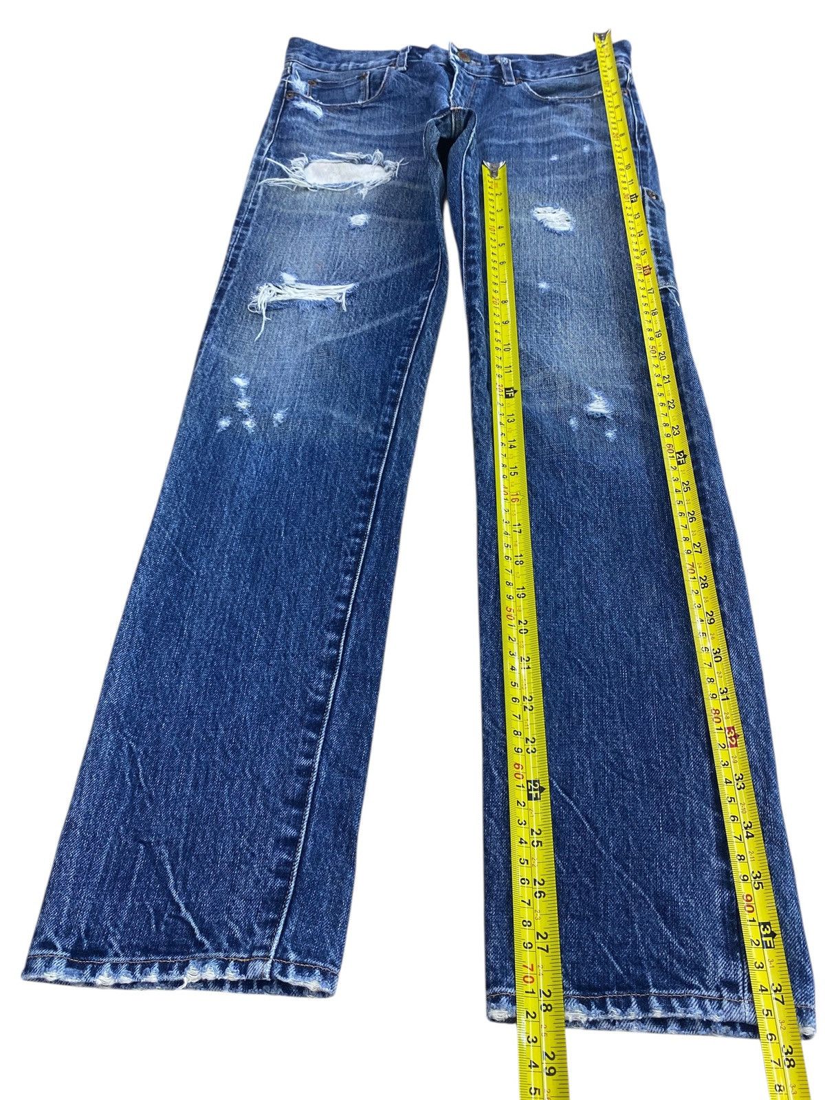 Other Japanese Brand X Selvedge Ripped Style Buckle Back Jeans Size US 30 / EU 46 - 7 Thumbnail