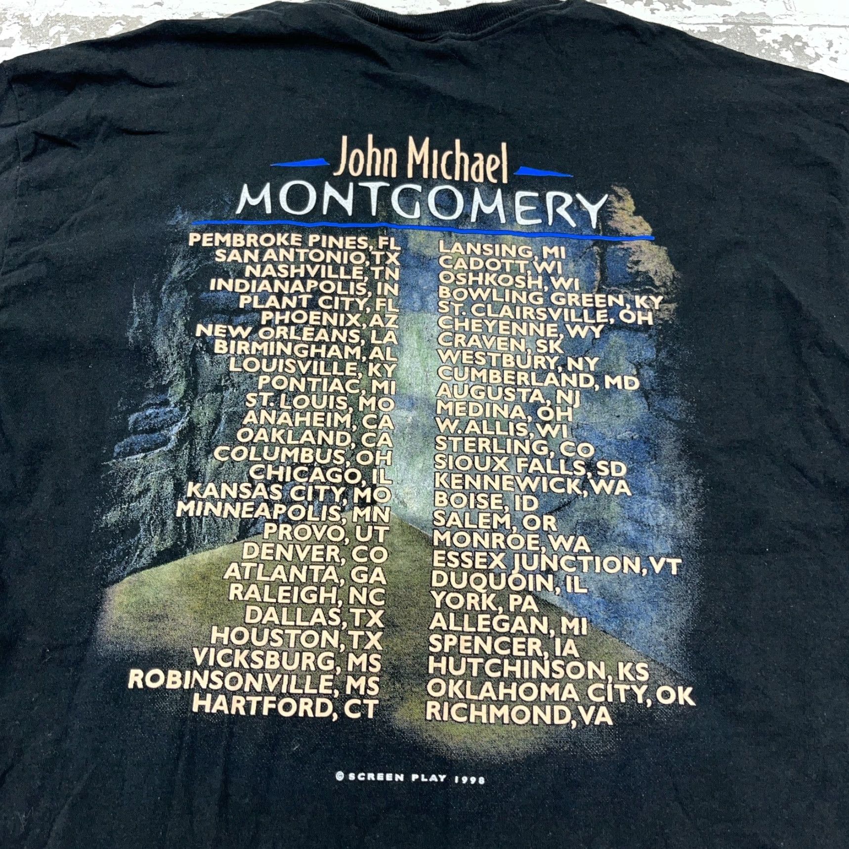 Delta VINTAGE Delta John Montgomery Shirt Men XL Black Band Tee Country Music Tour USA 90s Shirt Mens XL Black Band Rock Retro Size US XL / EU 56 / 4 - 4 Thumbnail