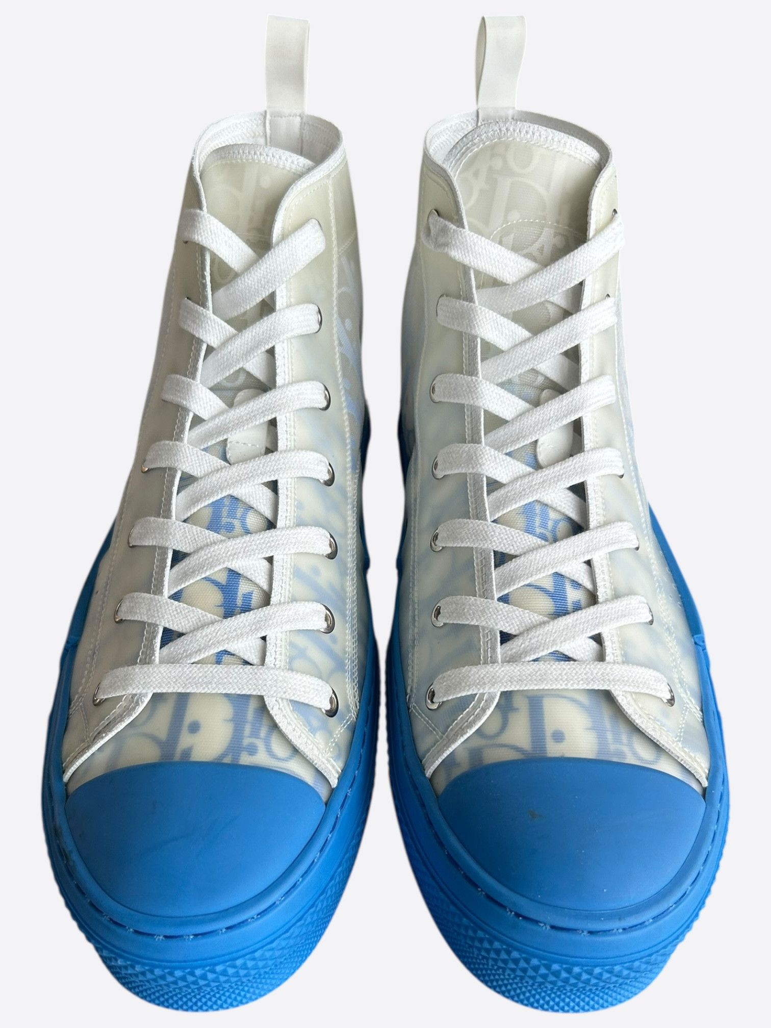Dior Dior Blue & White Oblique Hightop B23 Sneakers Size US 11 / EU 44 - 2 Thumbnail