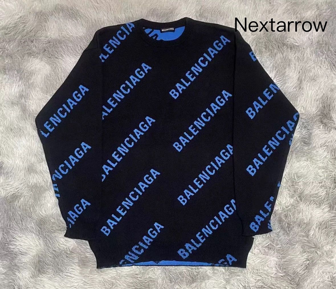 Balenciaga Balenciaga Blue Black Bullet Screen Letter Logo Sweater Size US XS / EU 42 / 0 - 1 Thumbnail