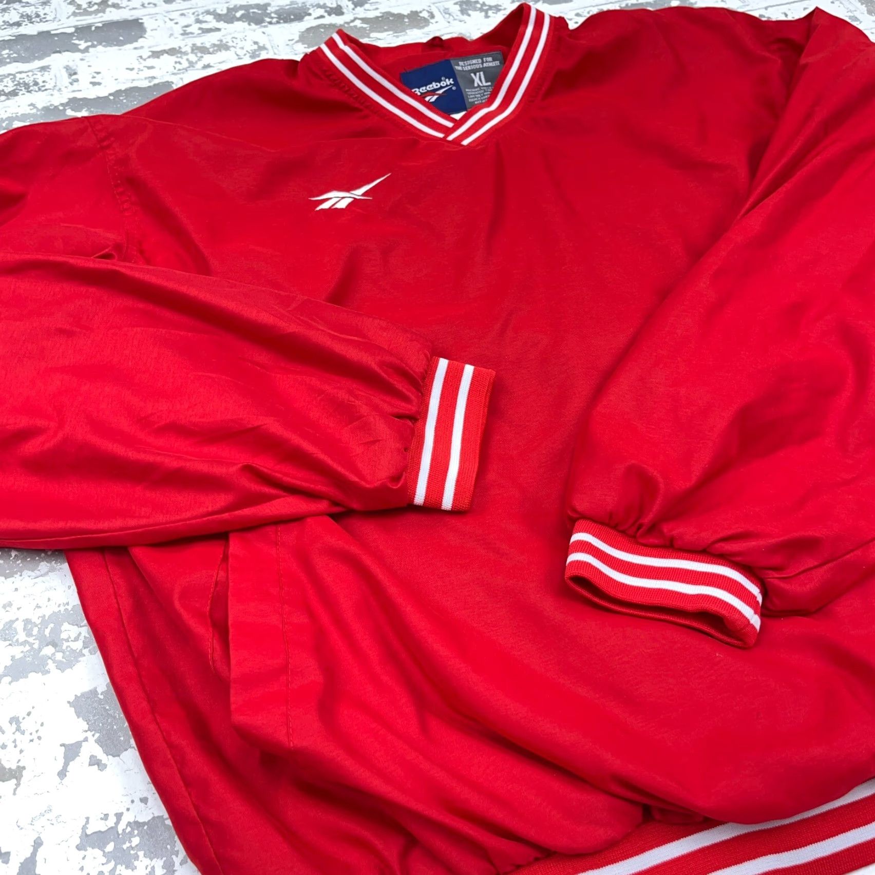 Reebok VINTAGE Reebok Jacket Men XL Red White Pullover Windbreaker Lined Warm Up Track Size US XL / EU 56 / 4 - 4 Thumbnail