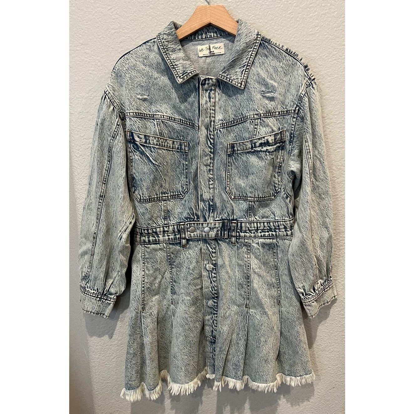 Free People FREE PEOPLE Chain Of Command Denim Minidress Size Large Size L / US 10 / IT 46 - 10 Thumbnail