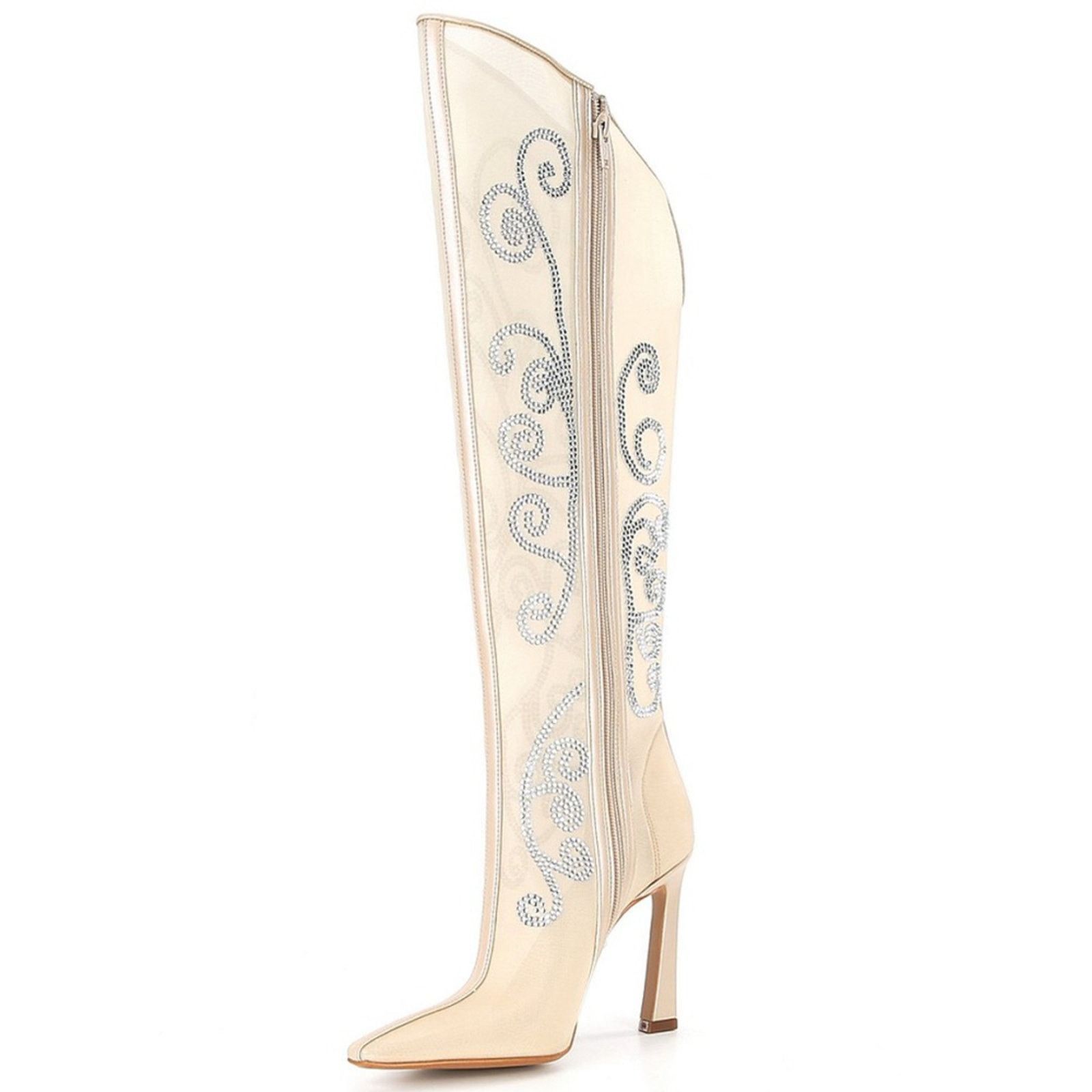 Gianni Valentino Gianni Bini Women's Heeled Boots Size 8 Beige with Silver Size US 8 / IT 38 - 4 Thumbnail