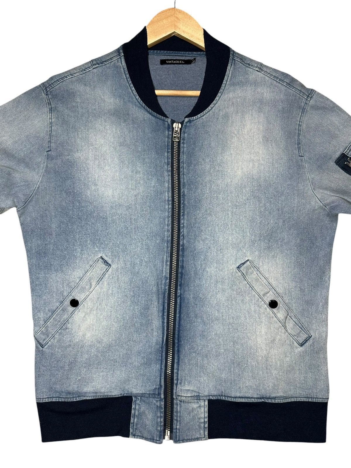 Vintage VINTAGE E.L. light-wash denim bomber jacket Size US L / EU 52-54 / 3 - 4 Thumbnail