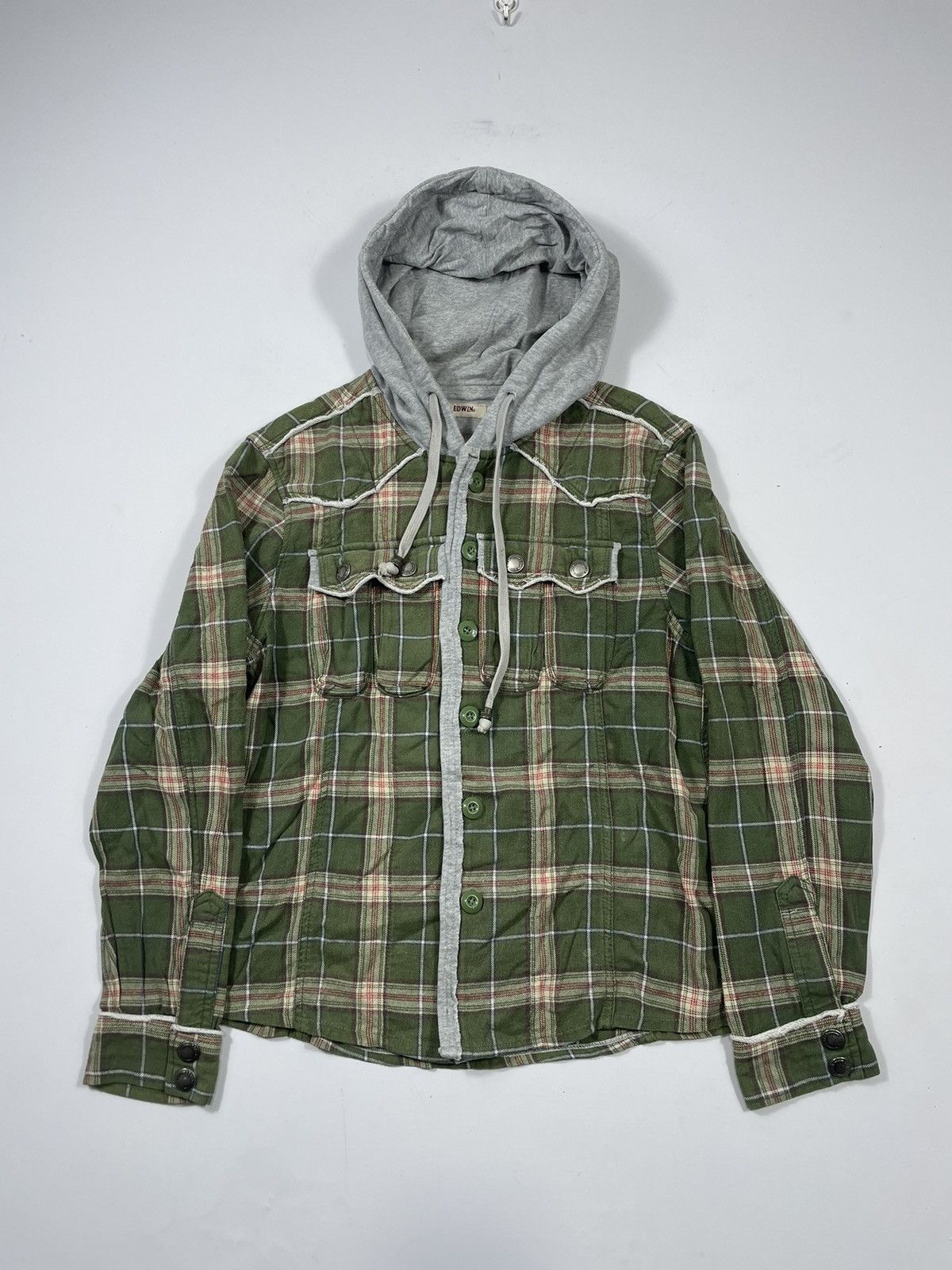 Edwin × Japanese Brand × Vintage Edwind Western Flanel Hoodie Size US M / EU 48-50 / 2 - 1 Thumbnail