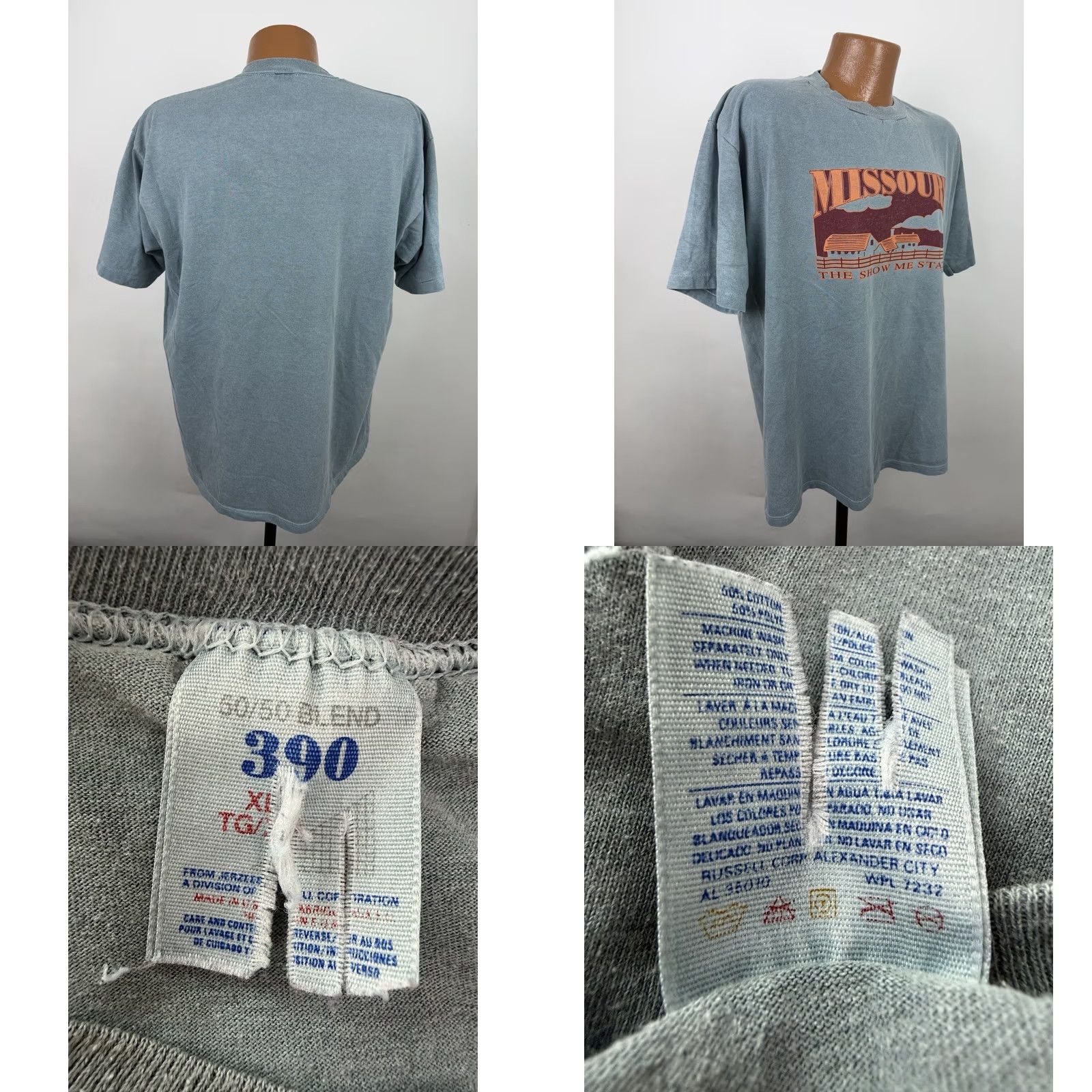 Jerzees VINTAGE Missouri Shirt Mens XL 90s Slate Gray T-shirt Souvenir JERZEES Size US XL / EU 56 / 4 - 8 Thumbnail