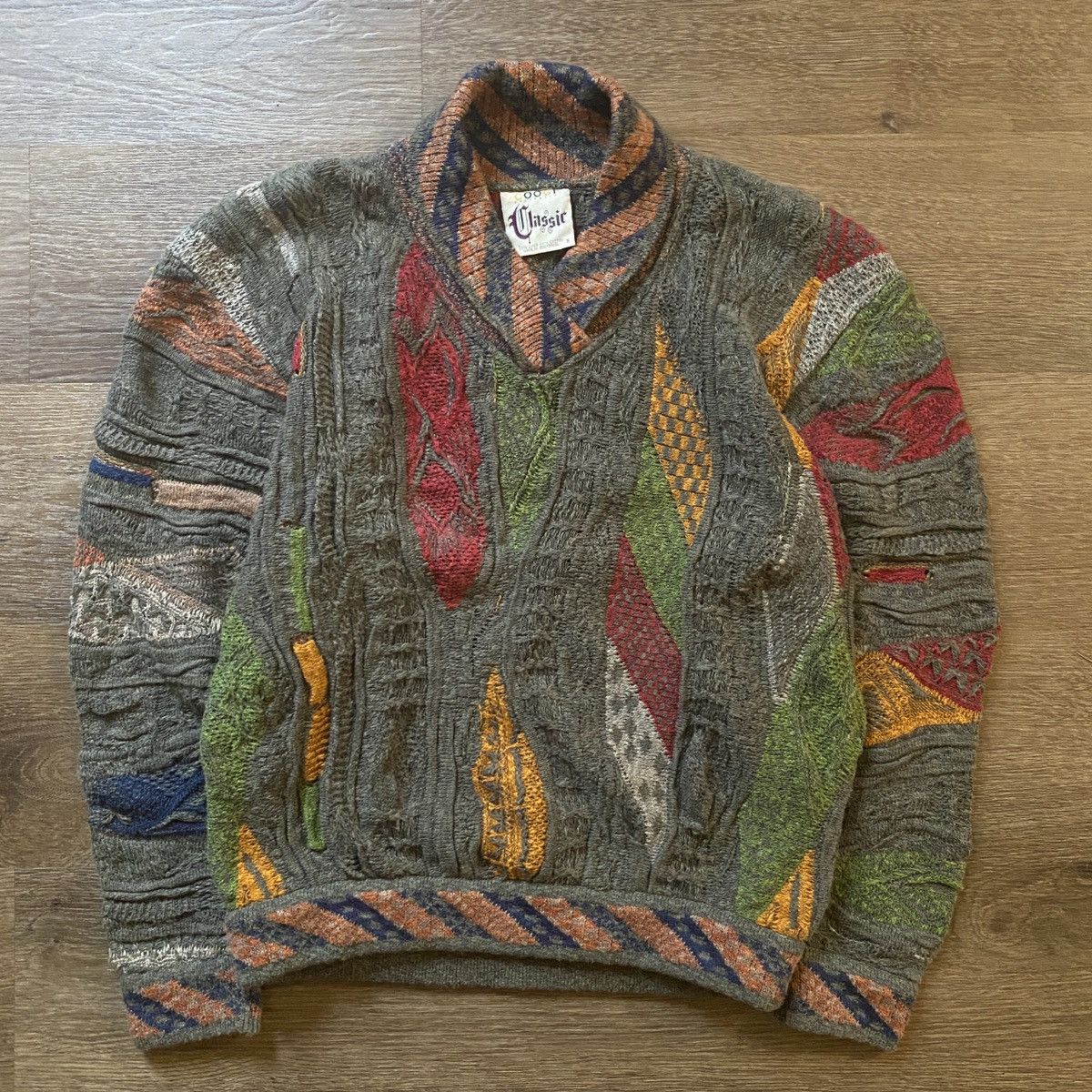 image of Coogi Classic Multicolored Shawl Sweater S, Men's (Size Small)