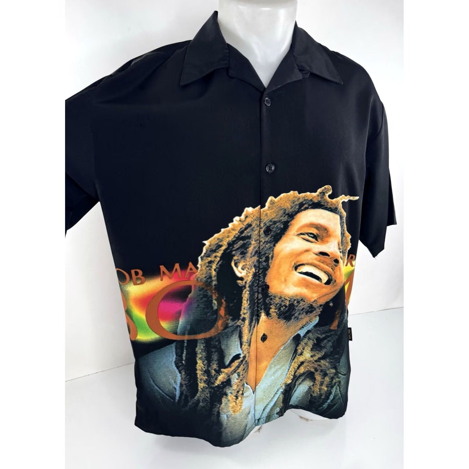 Vintage BOB MARLEY DRAGONFLY Mens L Shirt Black Short Sleeve Collared Button-Up Size US L / EU 52-54 / 3 - 2 Thumbnail