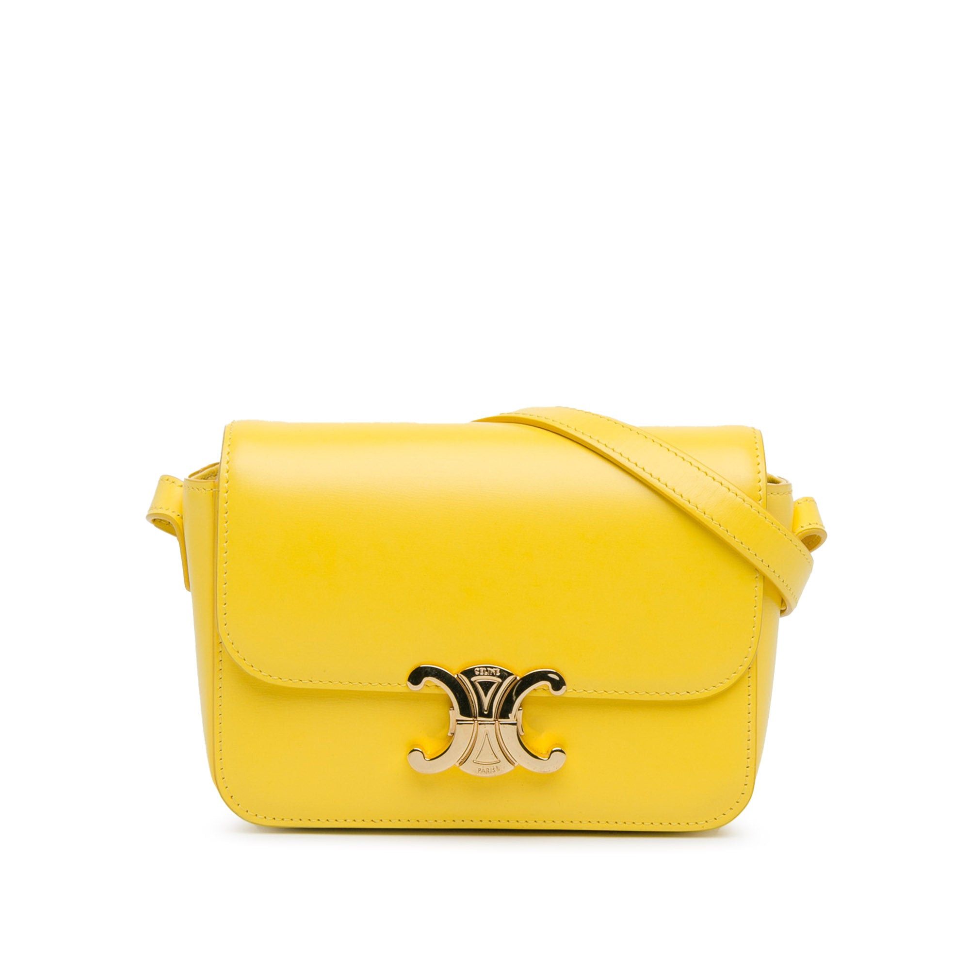 Celine Celine Teen Shiny Calfskin Triomphe Crossbody Yellow Size ONE SIZE - 1 Thumbnail