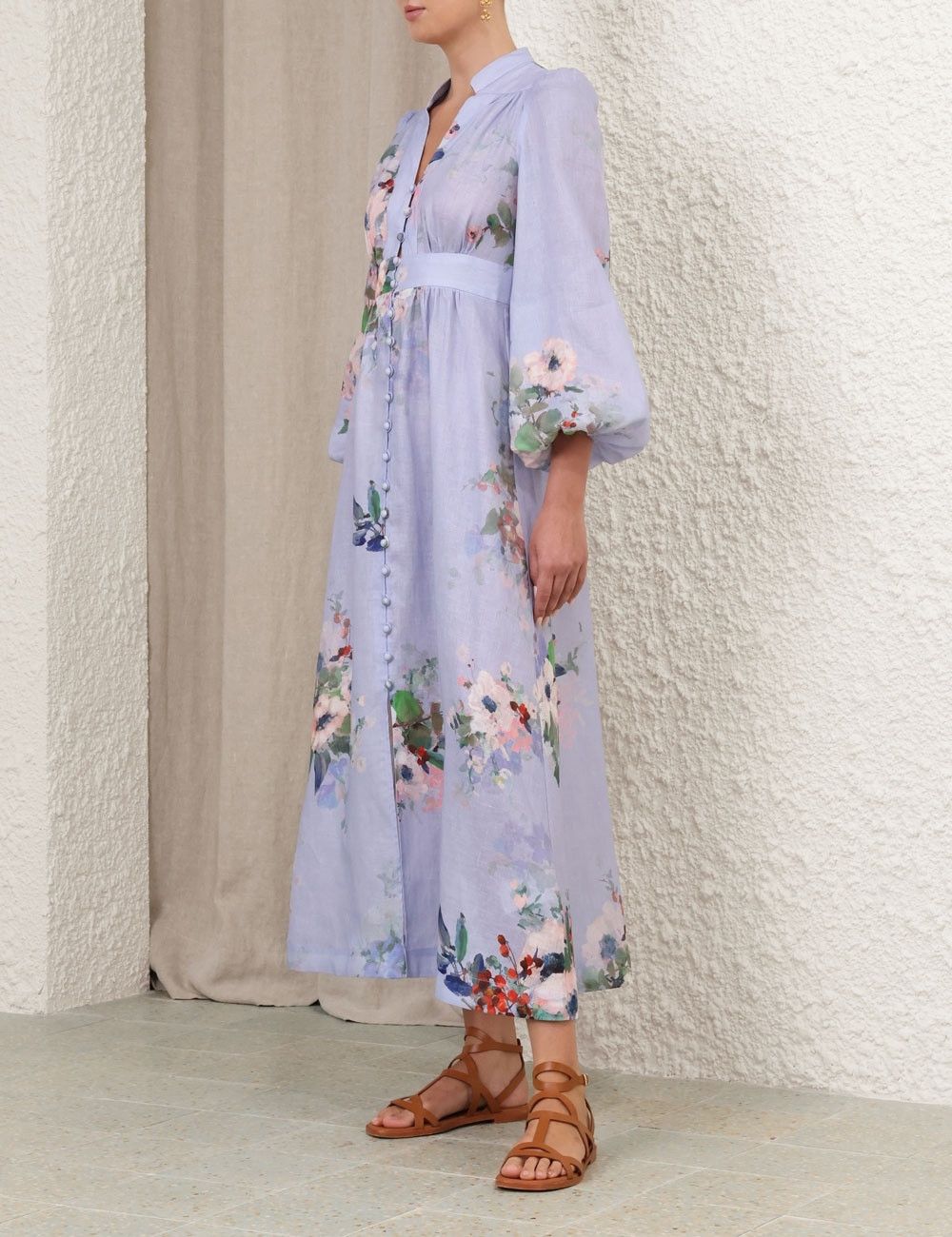 Zimmermann oc11z0126 Everley Plunge Midi Dress in Multicolor Size L / US 10 / IT 46 - 3 Thumbnail