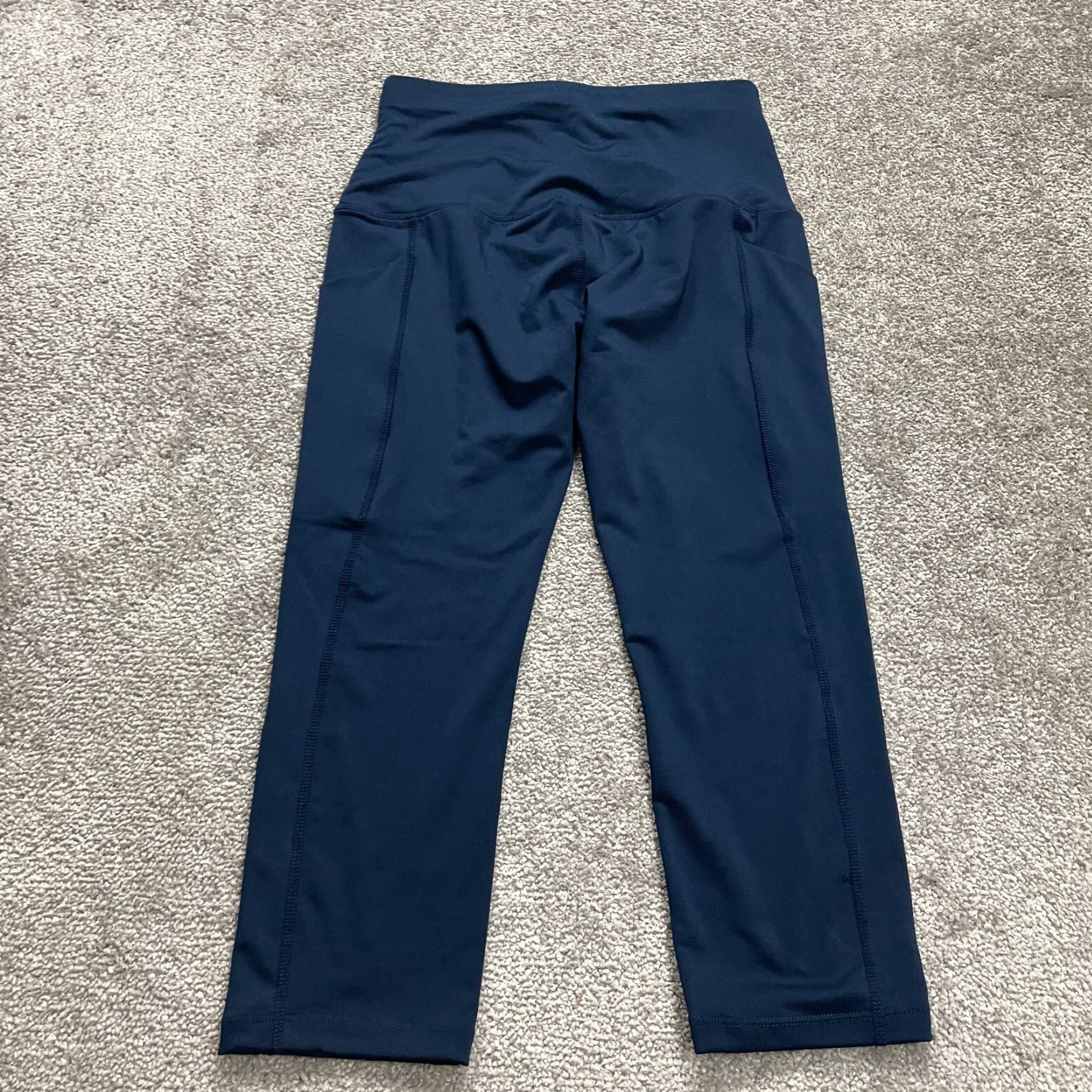Vintage Unbranded Compression Leggings Womens Medium Navy Blue Pocket Athletic Gym 24x19 Size 32" / US 10 / IT 46 - 2 Thumbnail