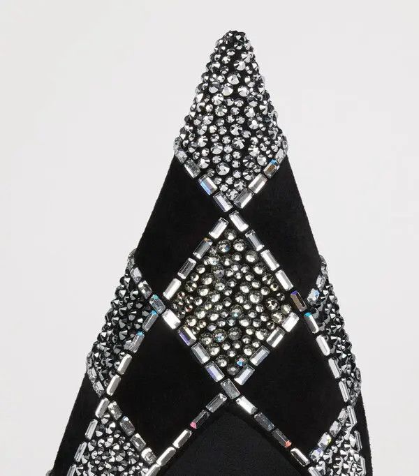 Christian Louboutin os11x0526 Doria Doria Suede Crystal-Check Pumps in Black Size US 8 / IT 38 - 4 Thumbnail