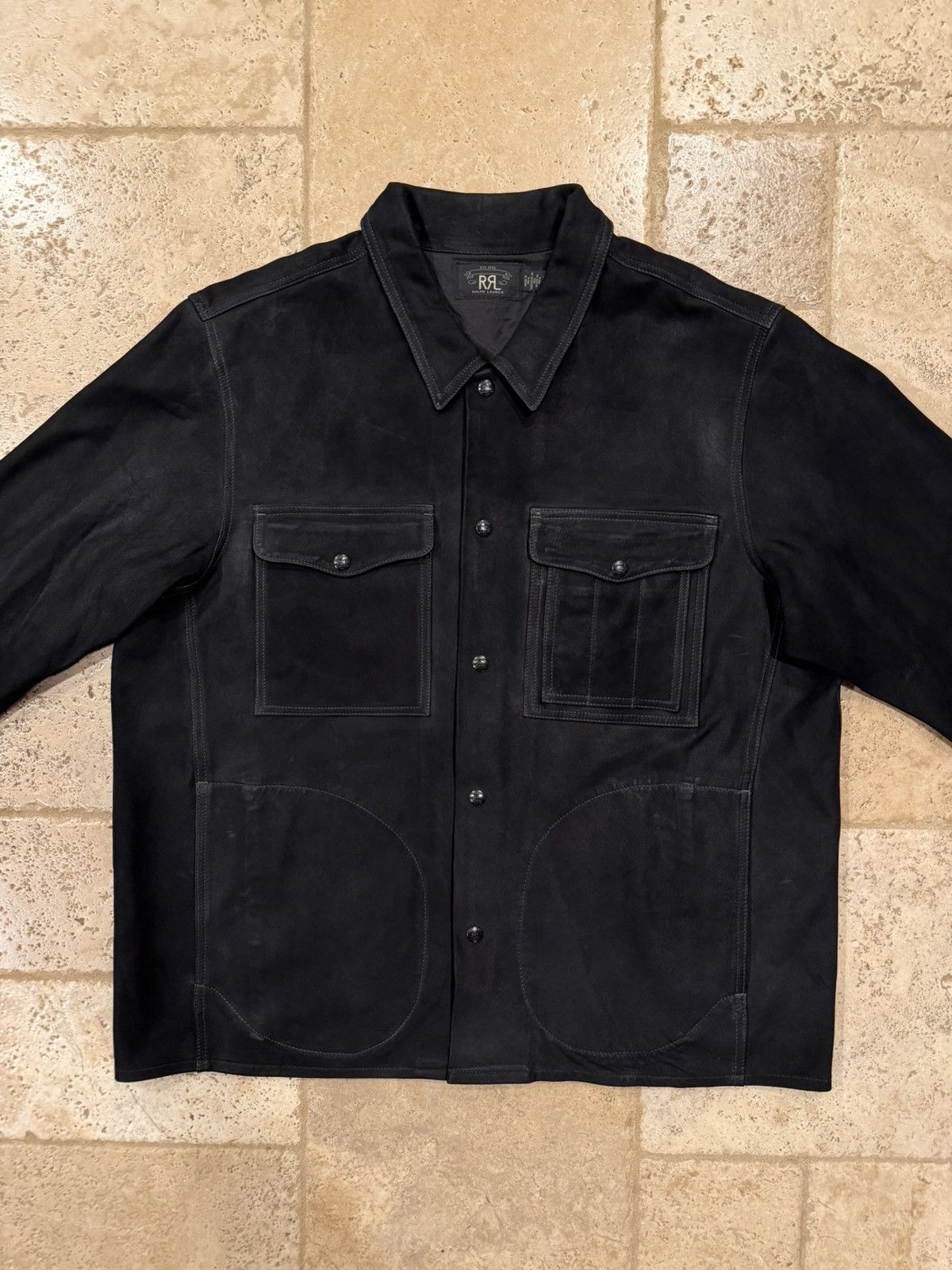 RRL Ralph Lauren RRL Ralph Lauren Roughout Sheep Suede Leather Workshirt Jack Size US XXL / EU 58 / 5 - 7 Thumbnail
