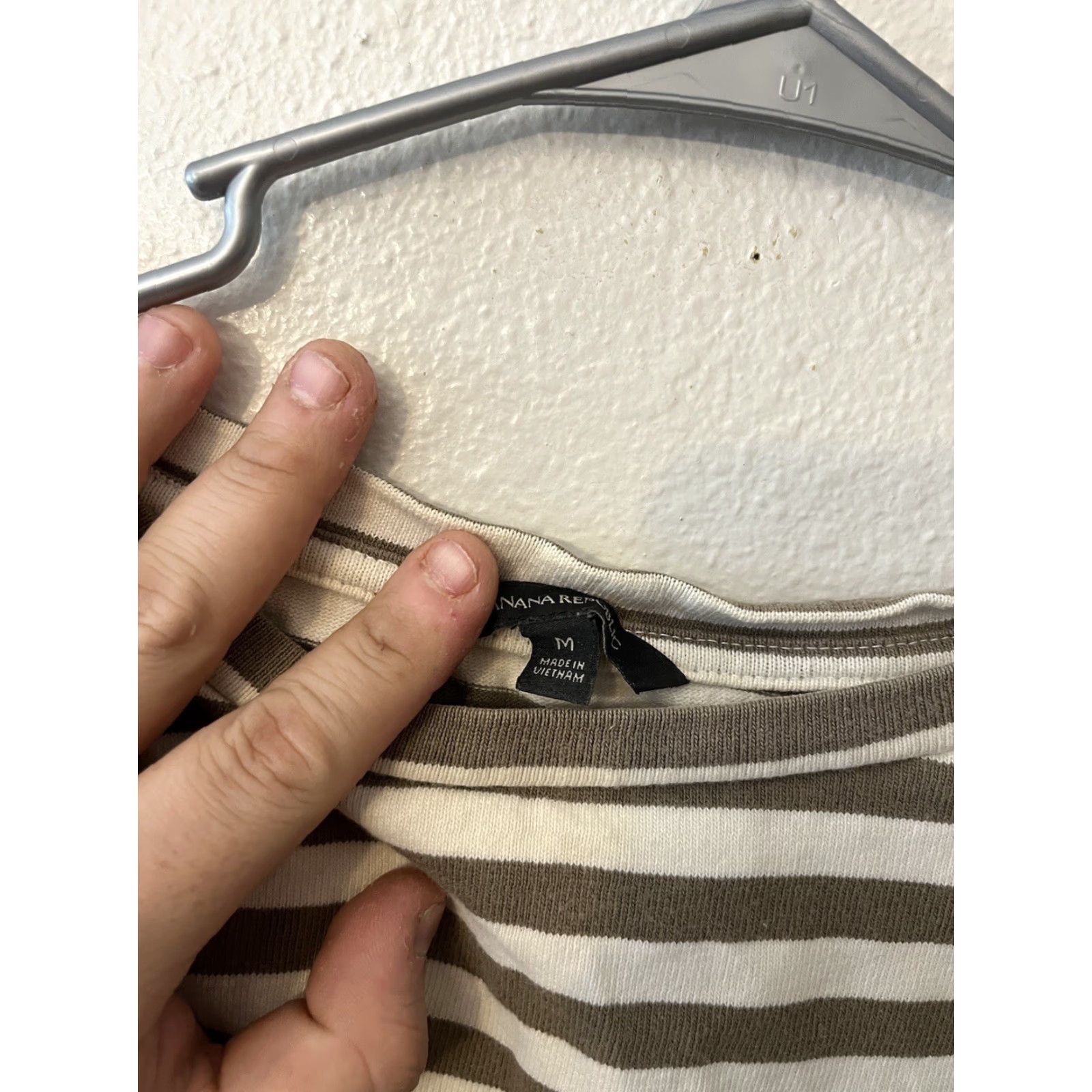 Banana Republic Banana Republic Sweatshirt Womens M Brown Cream Stripe Cotton Pullover Split He Shirt Size M / US 6-8 / IT 42-44 - 2 Thumbnail