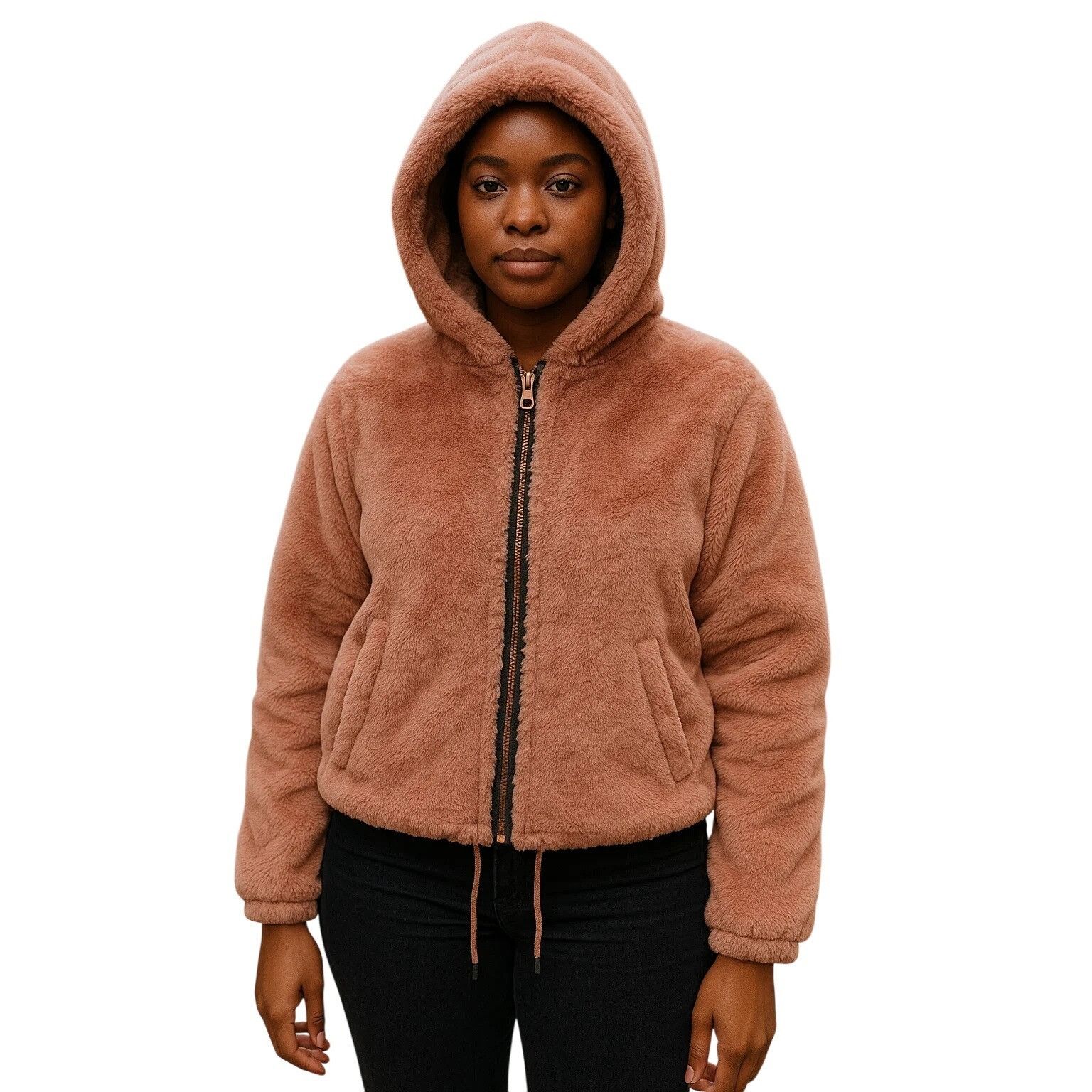 Lucky Brand Lucky Brand L Womens Pink Faux Fur Hooded Jacket Rose Gold Z Size L / US 10 / IT 46 - 11 Thumbnail