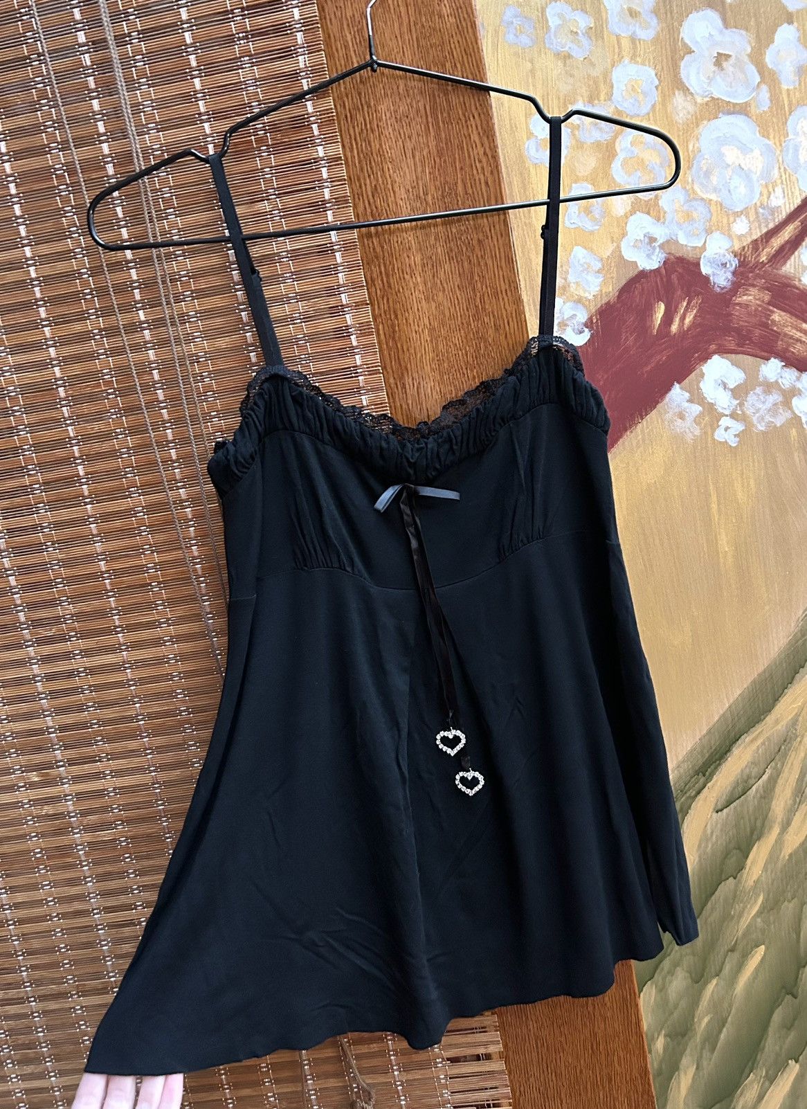 Morgan De Toi Y2K Morgan de Toi Black Camisole Rhinestone Hearst Top XS Size XS / US 0-2 / IT 36-38 - 3 Thumbnail