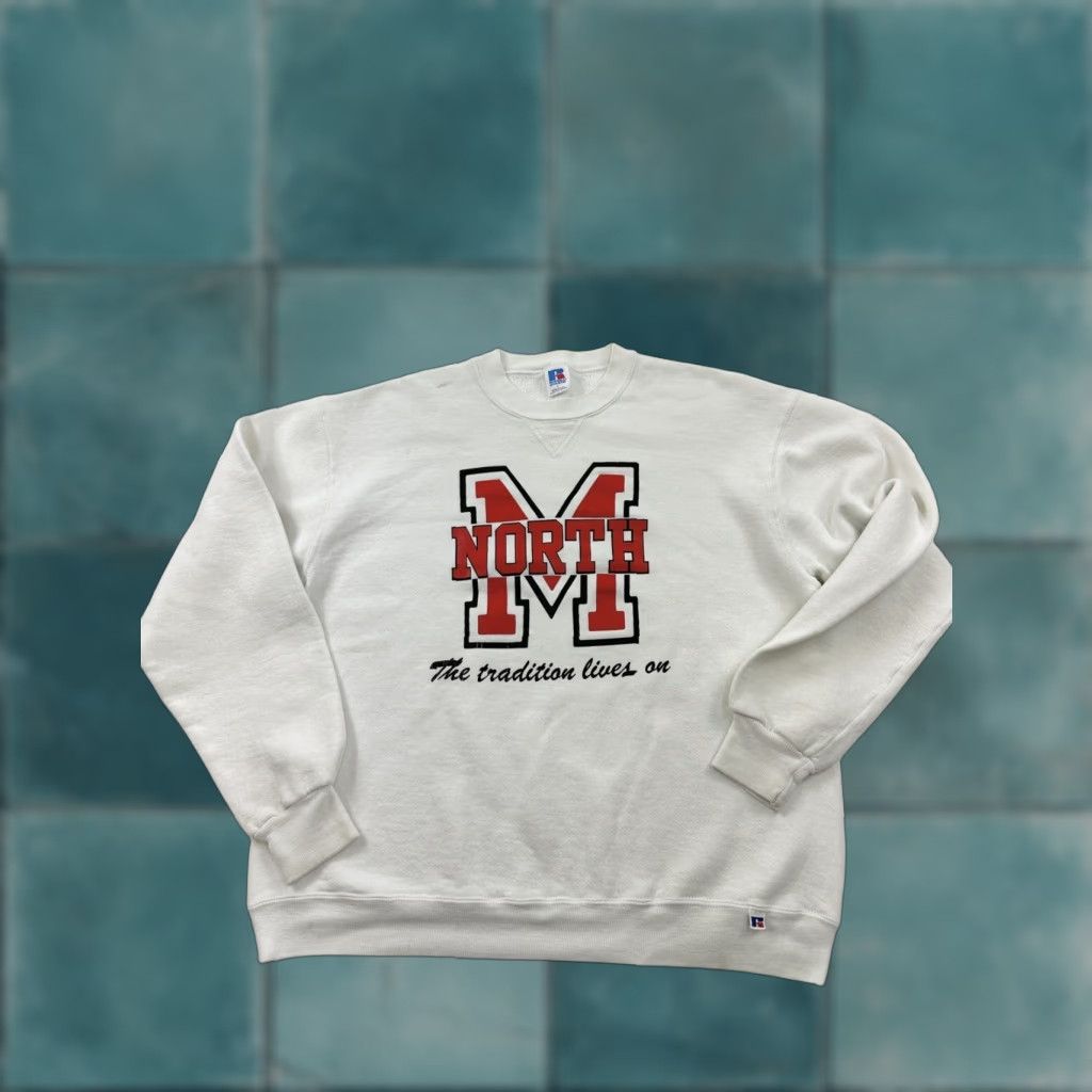 Russell Athletic VINTAGE Russell Sweatshirt Men’s L White USA Pullover Mens Size US L / EU 52-54 / 3 - 1 Thumbnail