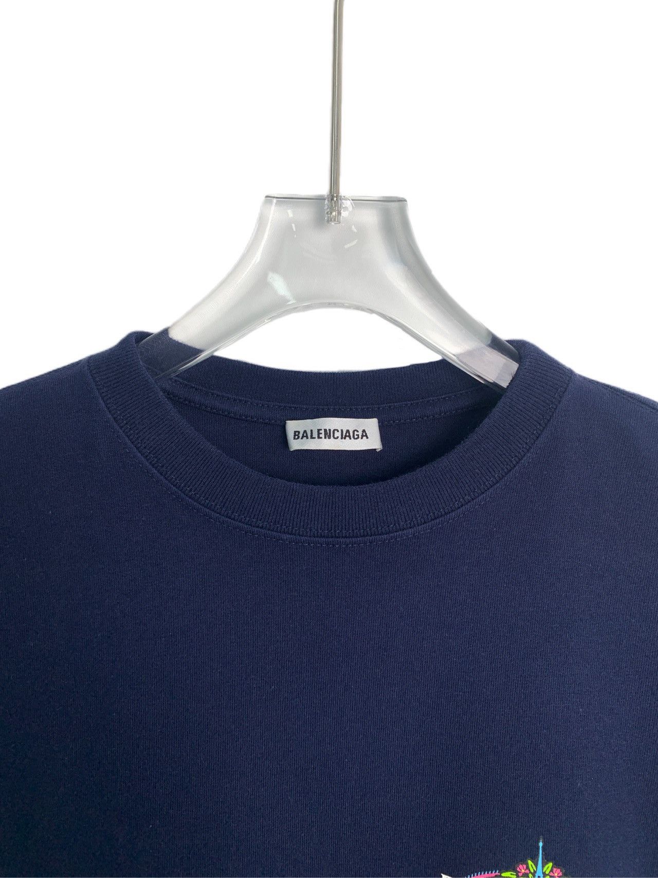 Balenciaga Balenciaga Parisienne navy blue t-shirt Size S / US 4 / IT 40 - 3 Thumbnail
