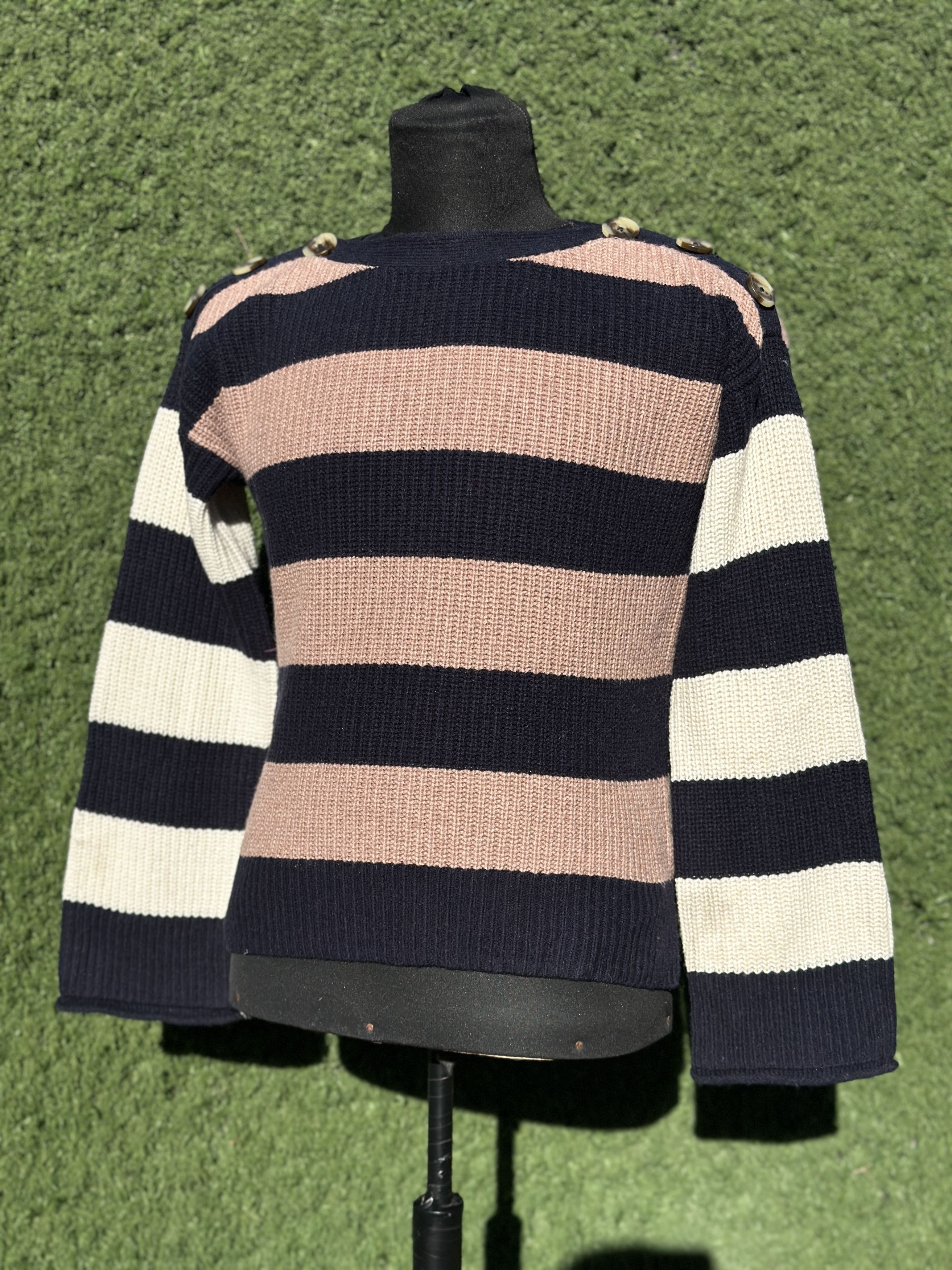 Other Jenni Kayne Striped Knit Sweater Size S Shoulder Buttons Size S / US 4 / IT 40 - 7 Thumbnail