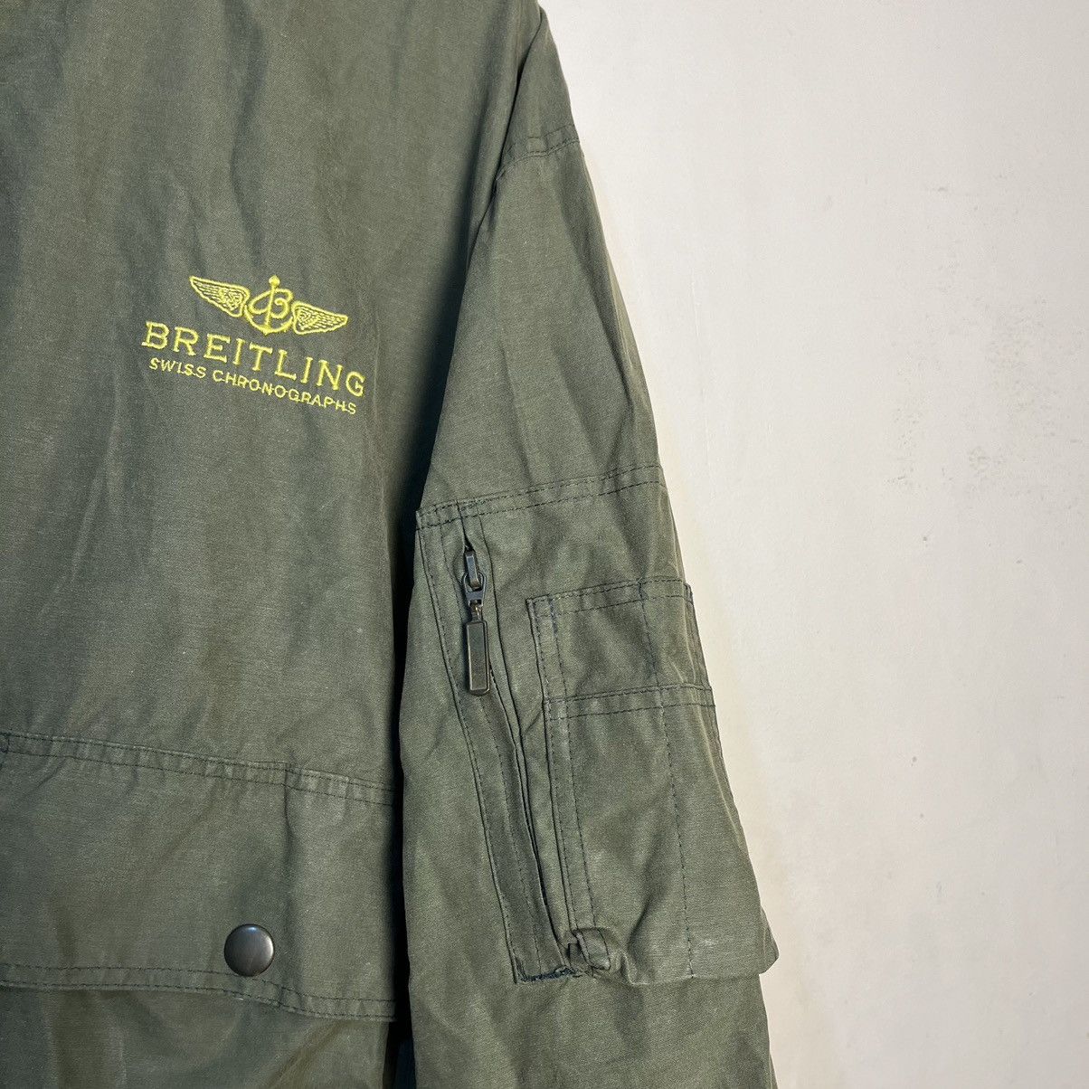Alpha Industries Vintage Breitling Aviation Pained Waxed Bomber Jacket Size US L / EU 52-54 / 3 - 9 Thumbnail