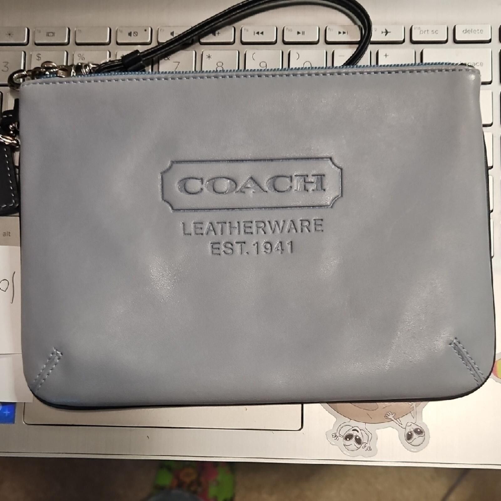 Coach Coach Embossed Leather Wristlet - Light Gray Size ONE SIZE - 2 Thumbnail