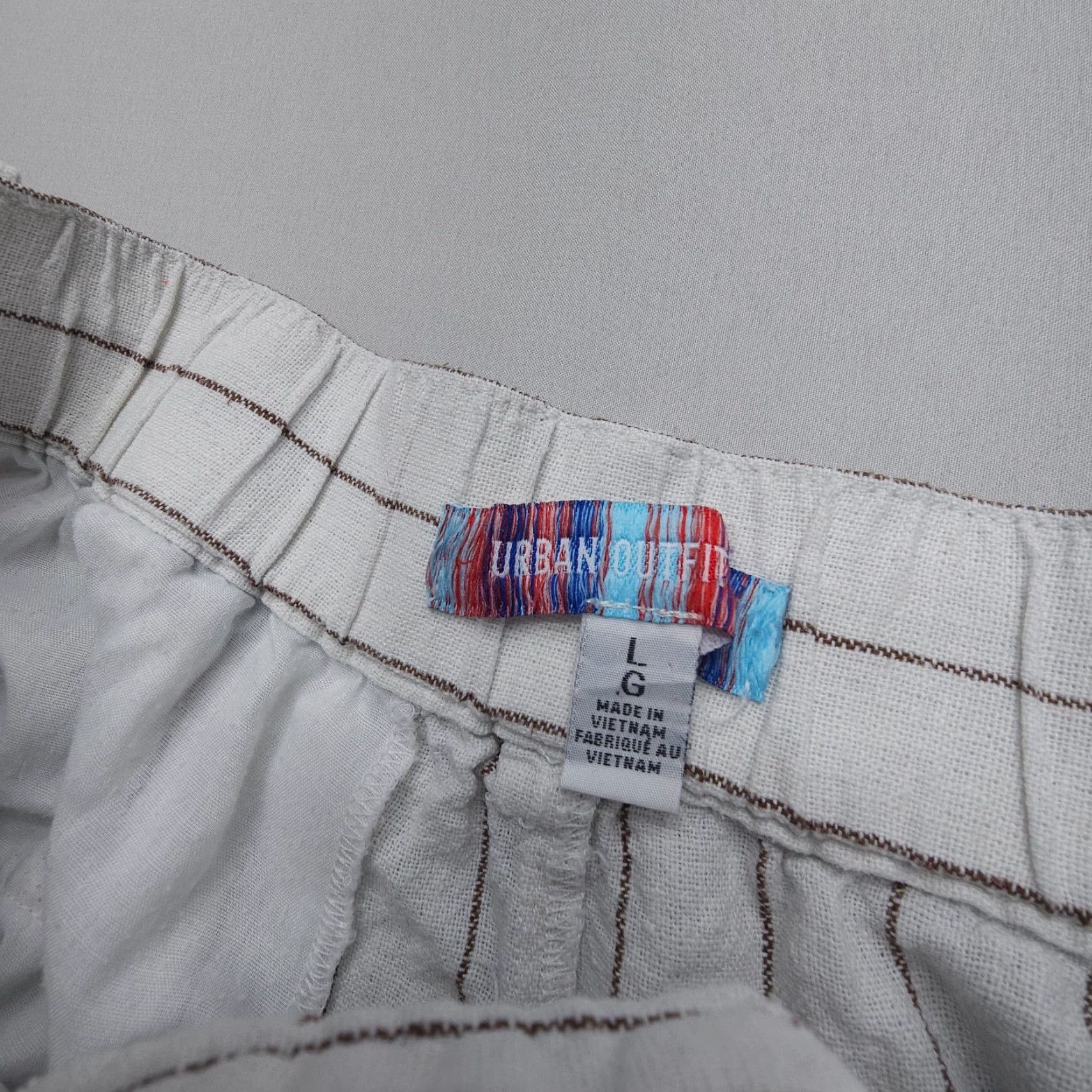Urban Outfitters Urban Outfitters High Rise Pleated Pants Striped Linen Blend Wide-Leg Women L Regular White Bohemian 90s? Size 36" / US 14 / IT 50 - 3 Thumbnail