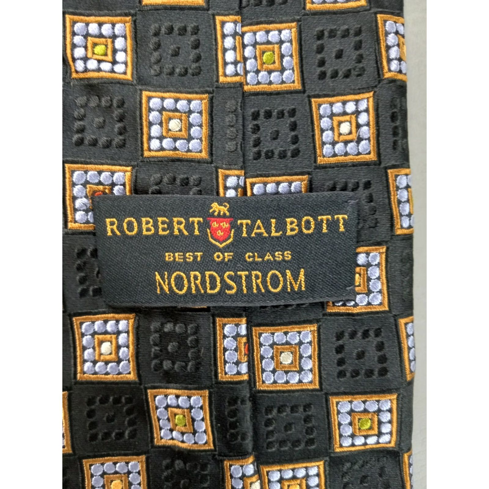Robert Talbott Robert Talbott Best of Class Tie Black Blue Squares Thick Woven Silk Mens Tie Classic 57"-60" Black/Blue Geometric Abstract Squares Pattern Size ONE SIZE - 3 Thumbnail