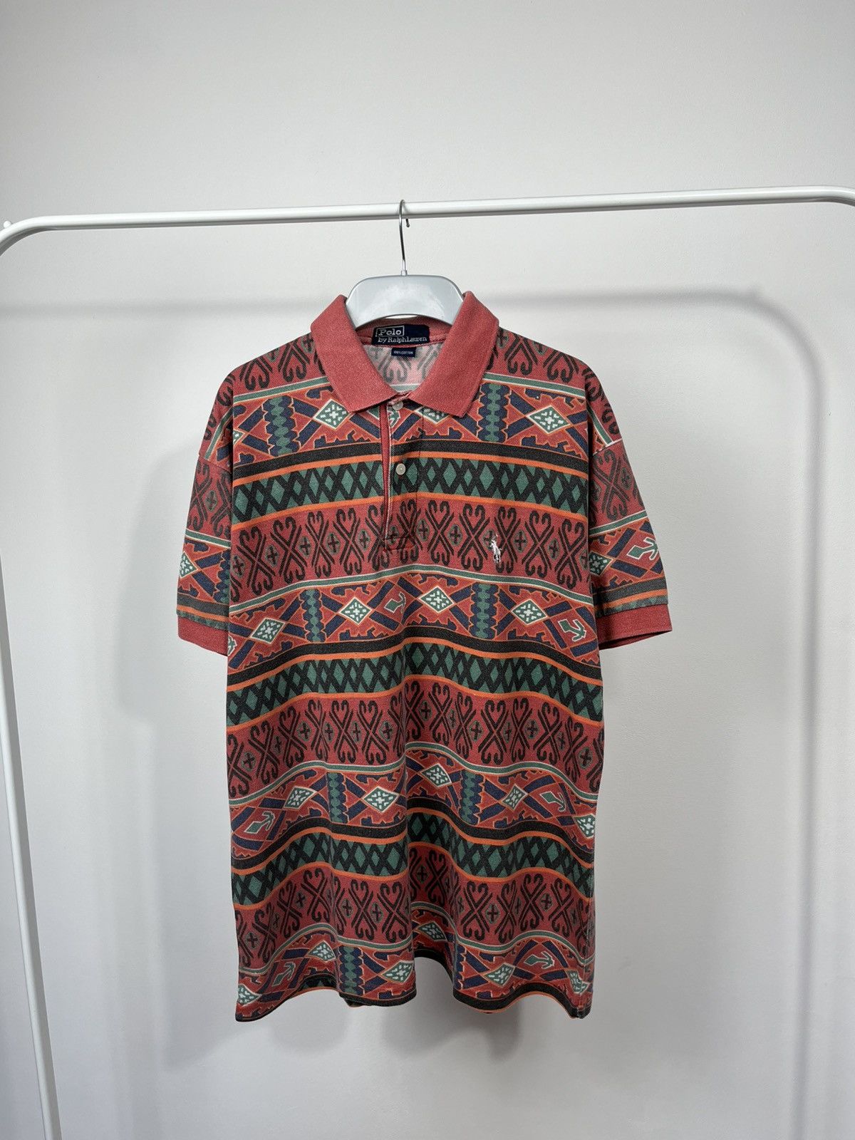 Polo Ralph Lauren Vintage Polo Ralph Lauren Aztec Print Cotton Polo Shirt Size US XL / EU 56 / 4 - 1 Thumbnail