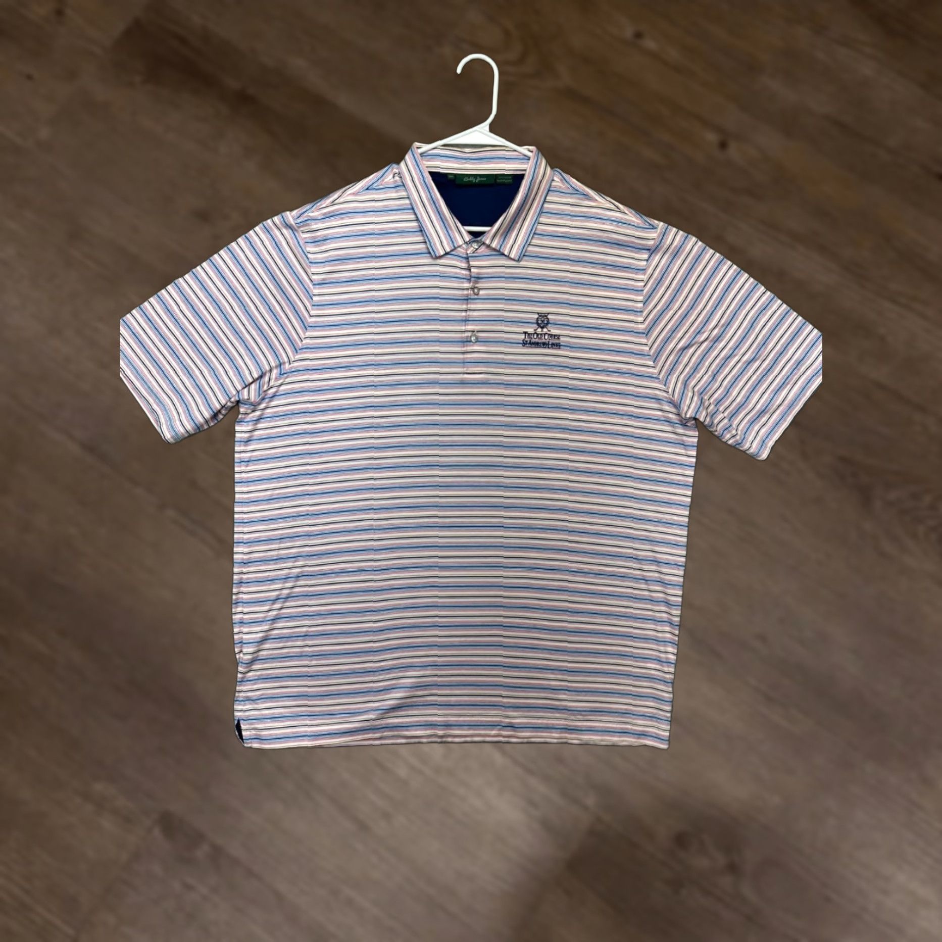 Vintage Bobby Jones Polo Shirt Mens 2XL Balance Stripe Short Sleeve Casual Rugby Blue White Pink Shirt Size US XXL / EU 58 / 5 - 1 Thumbnail
