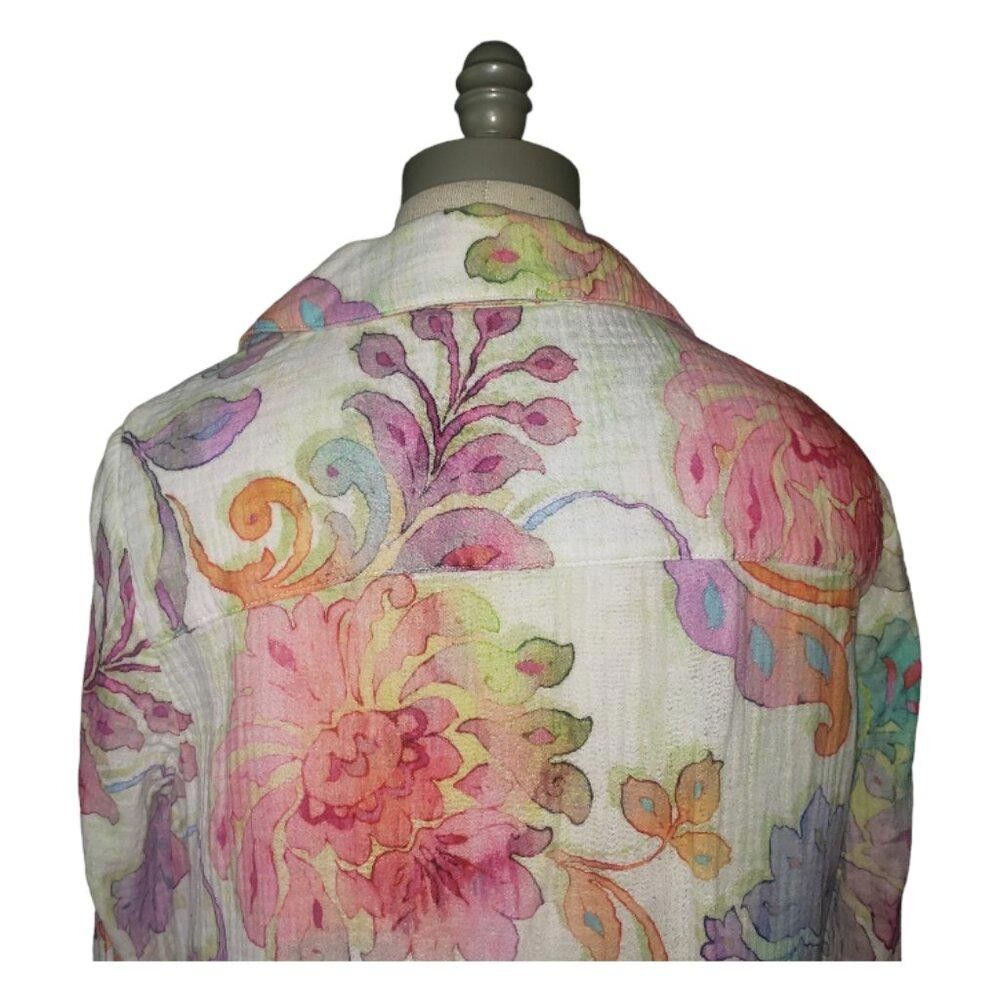 Designer CT176 Soft Surroundings Ladies Floral Button Shirt M Size M / US 6-8 / IT 42-44 - 5 Thumbnail