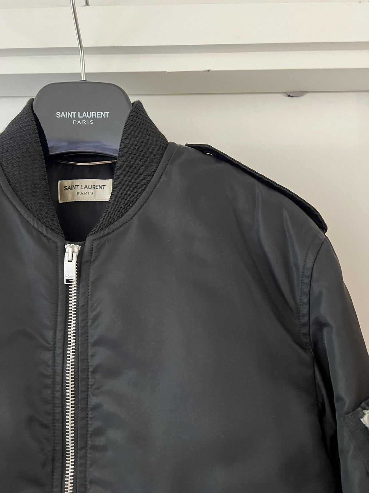 Hedi Slimane × Saint Laurent Paris 15FW Black Nylon MA-1 Bomber Jacket sz44 Size US S / EU 44-46 / 1 - 3 Thumbnail