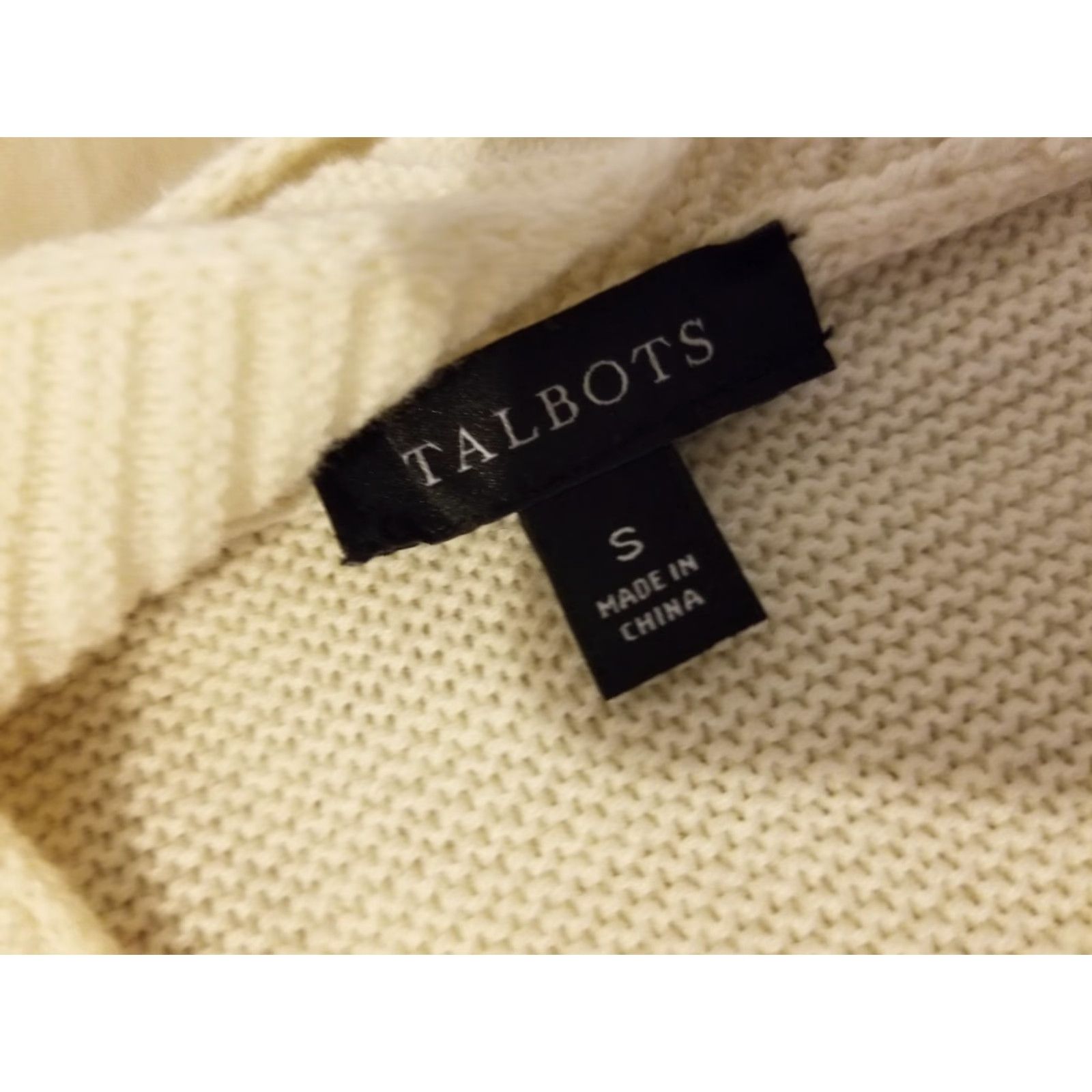 Talbots Womens Talbots Cardigan Sweater S Small Ivory Cotton Wool Jacket Cream Size S / US 4 / IT 40 - 7 Thumbnail