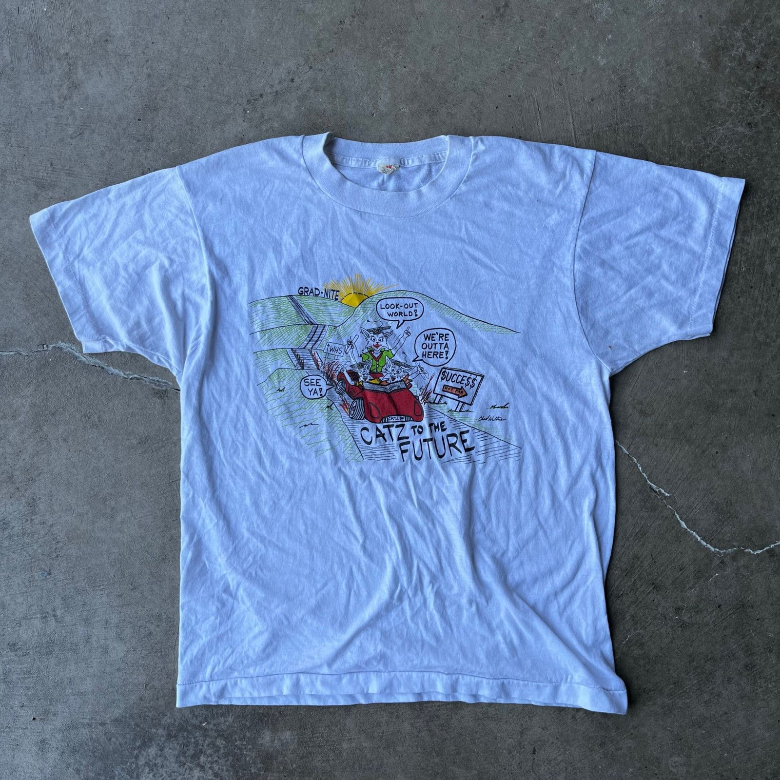 Vintage VINTAGE CATZ TO THE FUTURE MOVIE PARODY SHIRT LARGE Size US L / EU 52-54 / 3 - 2 Thumbnail