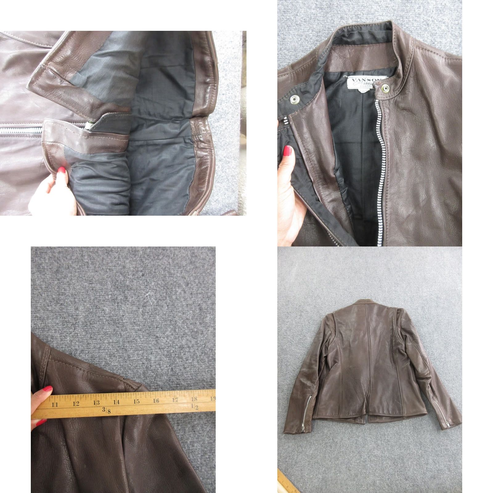 Vintage Vanson Jacket Womens 14 Brown Leather Motorcycle Full Zip Collared Lined Pockets Size XL / US 12-14 / IT 48-50 - 8 Thumbnail