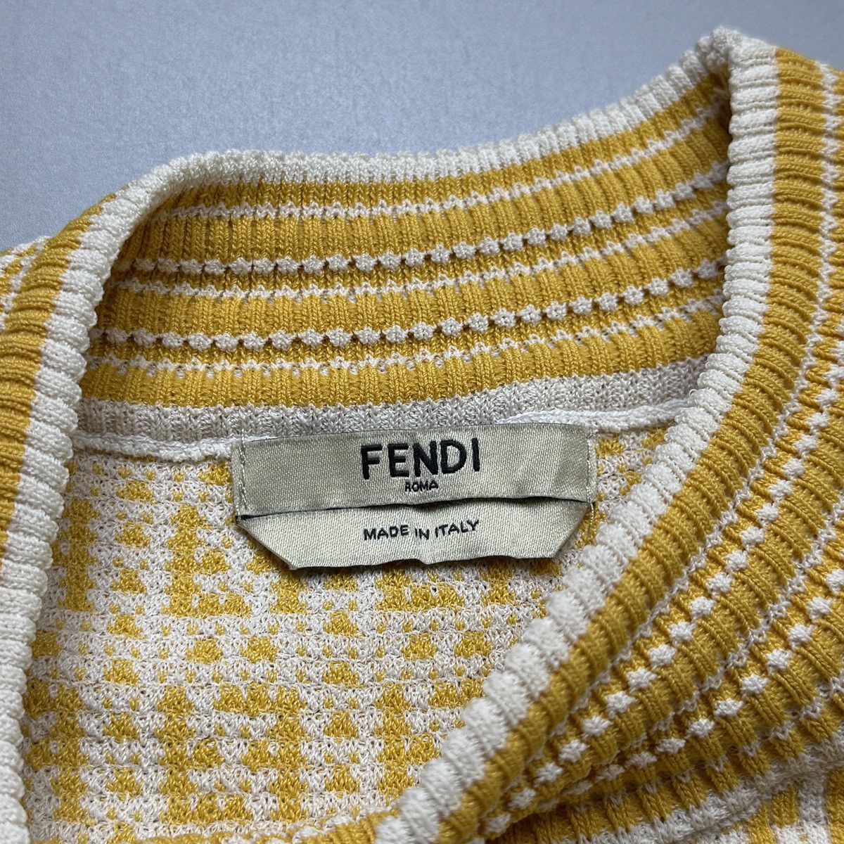 Fendi Fendi - FF Motif Knitted Yellow Blouse Size XS / US 0-2 / IT 36-38 - 7 Thumbnail