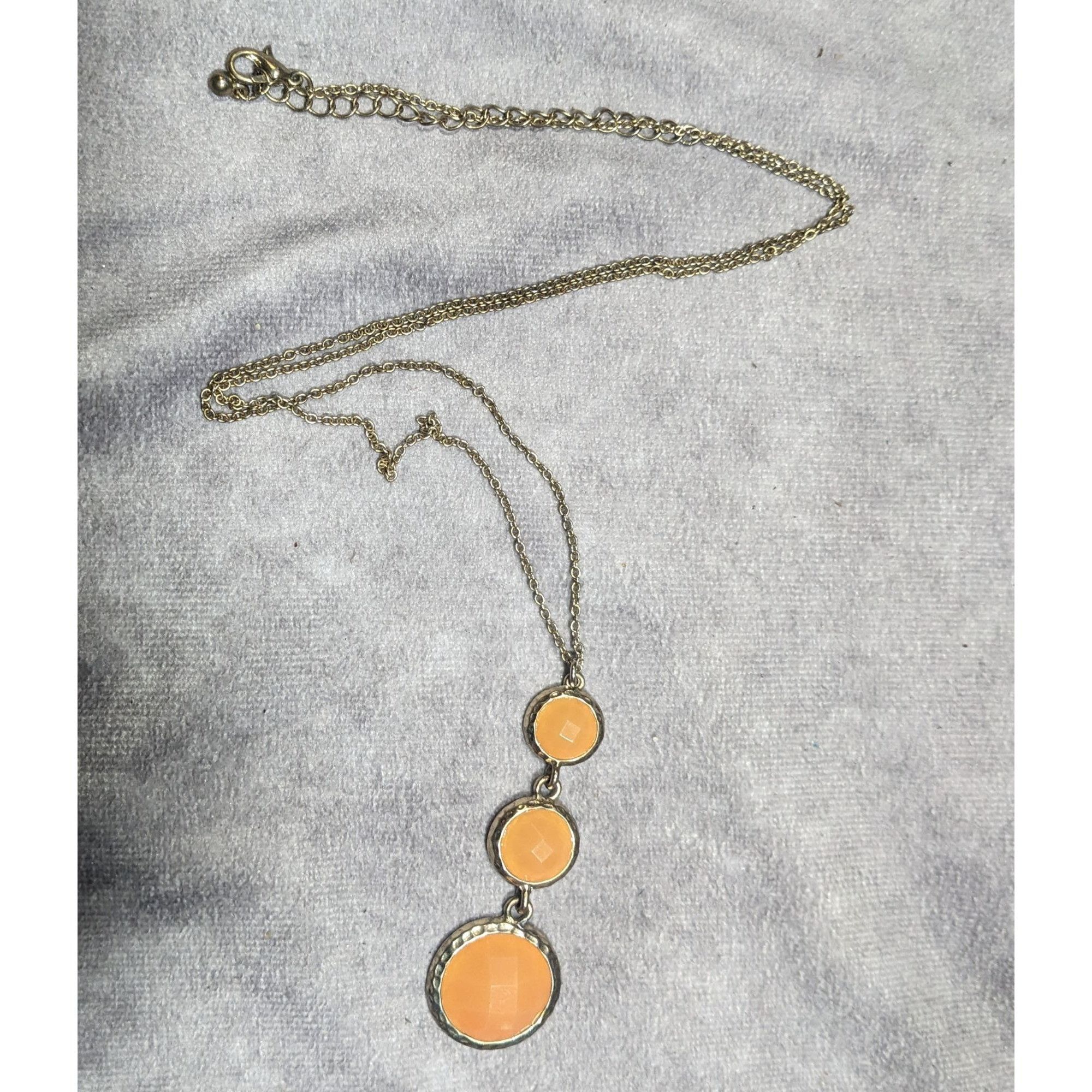 Other Funky Orange And Gold Tone Gemmed Graduated Pendant Necklace Size ONE SIZE - 8 Thumbnail