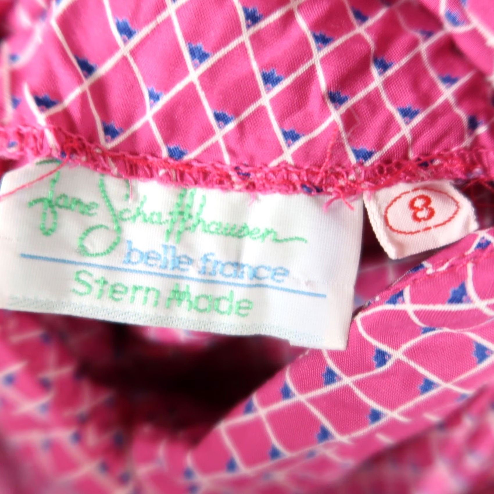 IWC Schaffhausen VINTAGE 80s Jane Schaffhausen Pink Grid Print Loose Midi Dress 8 Women Shirt Dress Short Puff Sleeve 80s Theme, Pink, Multi-Pattern Bath, Belle France Size M / US 6-8 / IT 42-44 - 5 Thumbnail