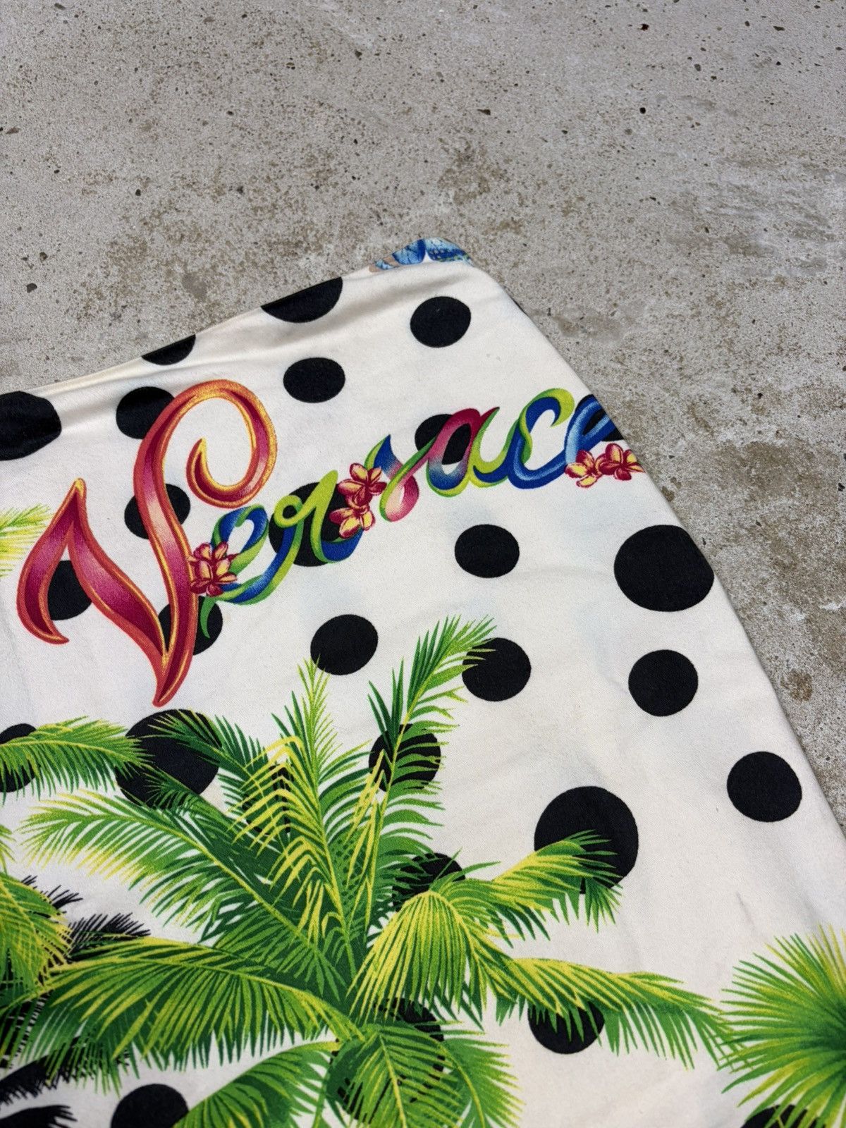 Versace 2000s Gianni Versace Floral Palms Polka Dot Print Skirt Size 33" - 9 Thumbnail