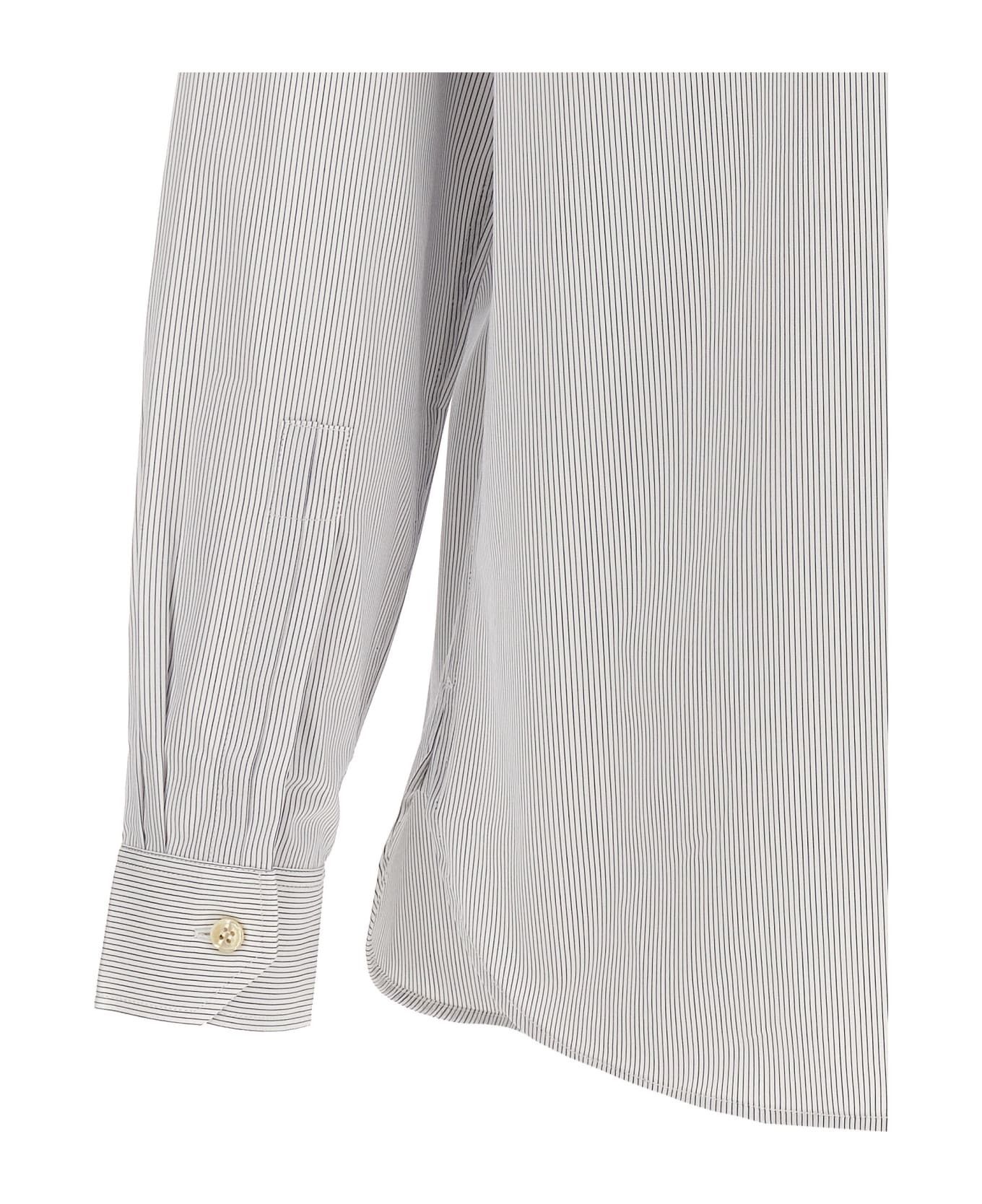 Saint Laurent Paris o1bcso1str0625 Cassandre Shirt Striped in White/Light Blue Size US XL / EU 56 / 4 - 3 Thumbnail