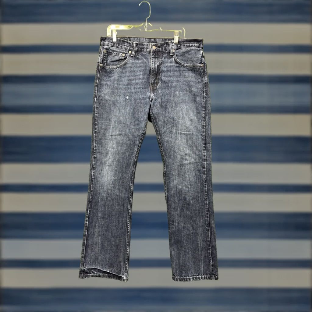 Levi's Levi's 527 Jeans Mens 36x34 Bootcut Dark Wash Distressed Denim 5-Pocket Regular Blue Leather Logo Belt Loops USA Western Workwear Size US 36 / EU 52 - 1 Thumbnail