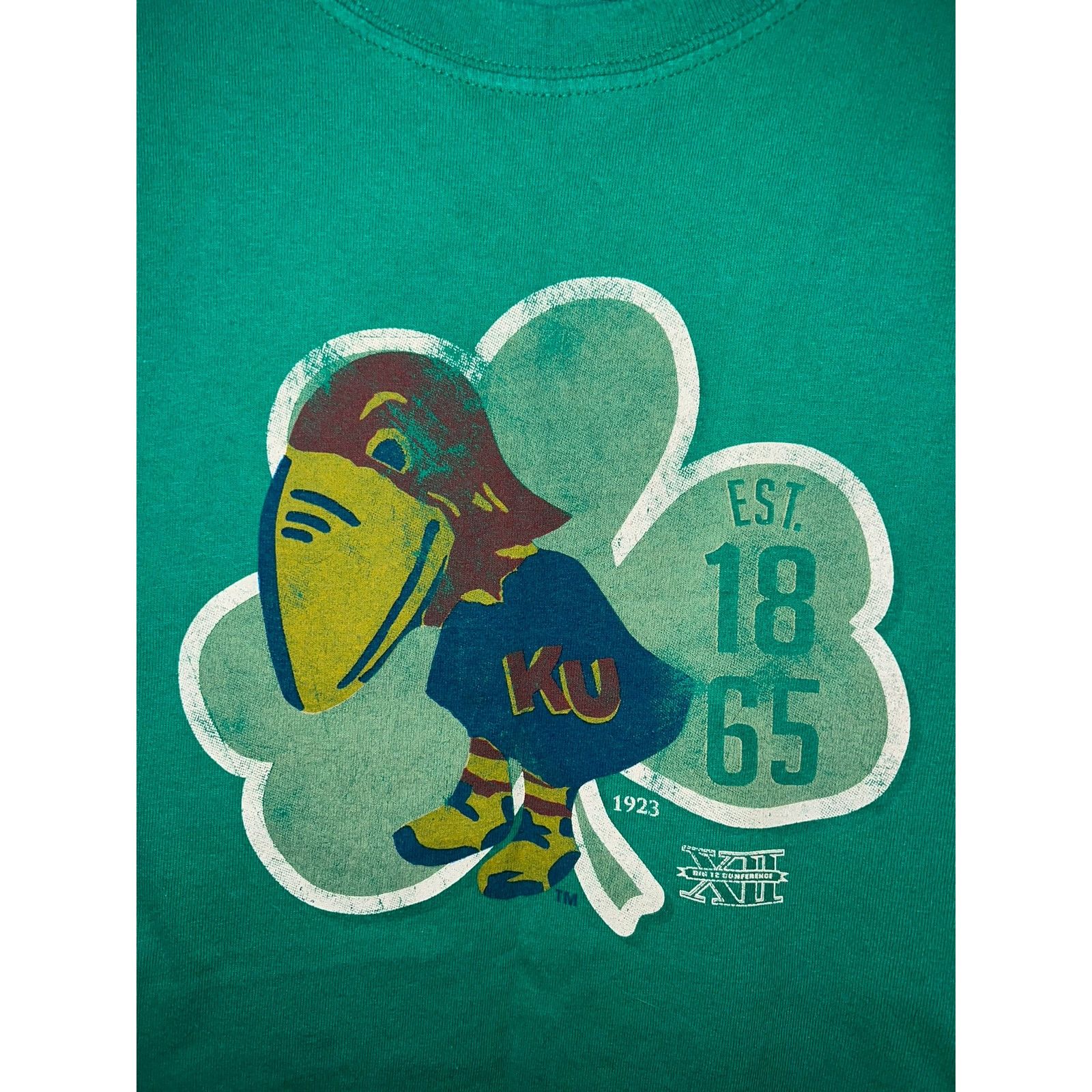 Gildan Vintage Kansas University Jayhawks Shirt Big 12 Green KU Tee Size US L / EU 52-54 / 3 - 2 Thumbnail
